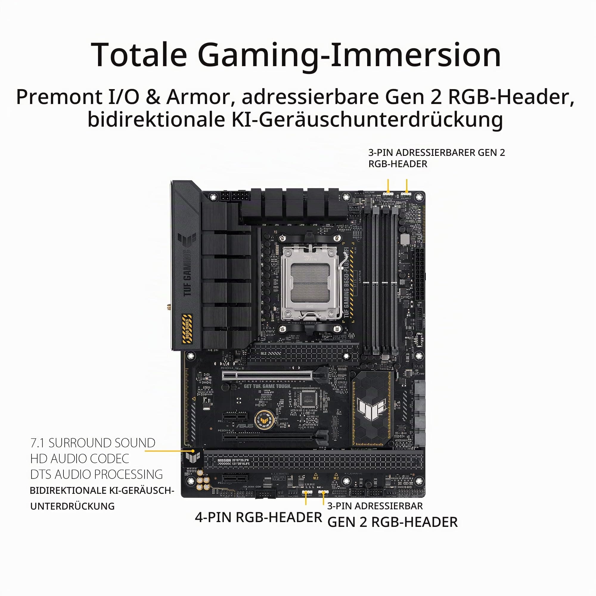ASUS TUF Gaming B650-PLUS WiFi Socket AM5 (LGA 1718) Ryzen 7000 ATX Gaming Motherboard (14 Leistungsstufen, PCIe® 5.0 M.2 Unterstützung, DDR5 Speicher, WiFi 6, USB4® Unterstützung und A. ura Sync) Bild 7