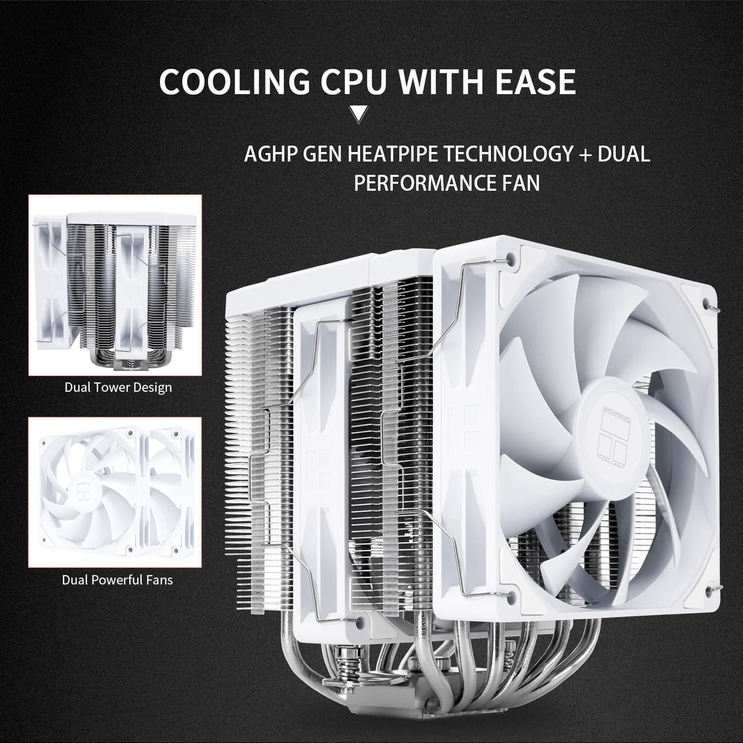 Thermalright Peerless Assassin 120 Digitaler weißer CPU-Kühler mit 6 x 6 mm Heatpipes, magnetische Anzeigetafel, Kühlkörper-CPU-Kühler, für AM4/AM5 und Intel lga1700/1851/1150/1151/1200 Bild 3