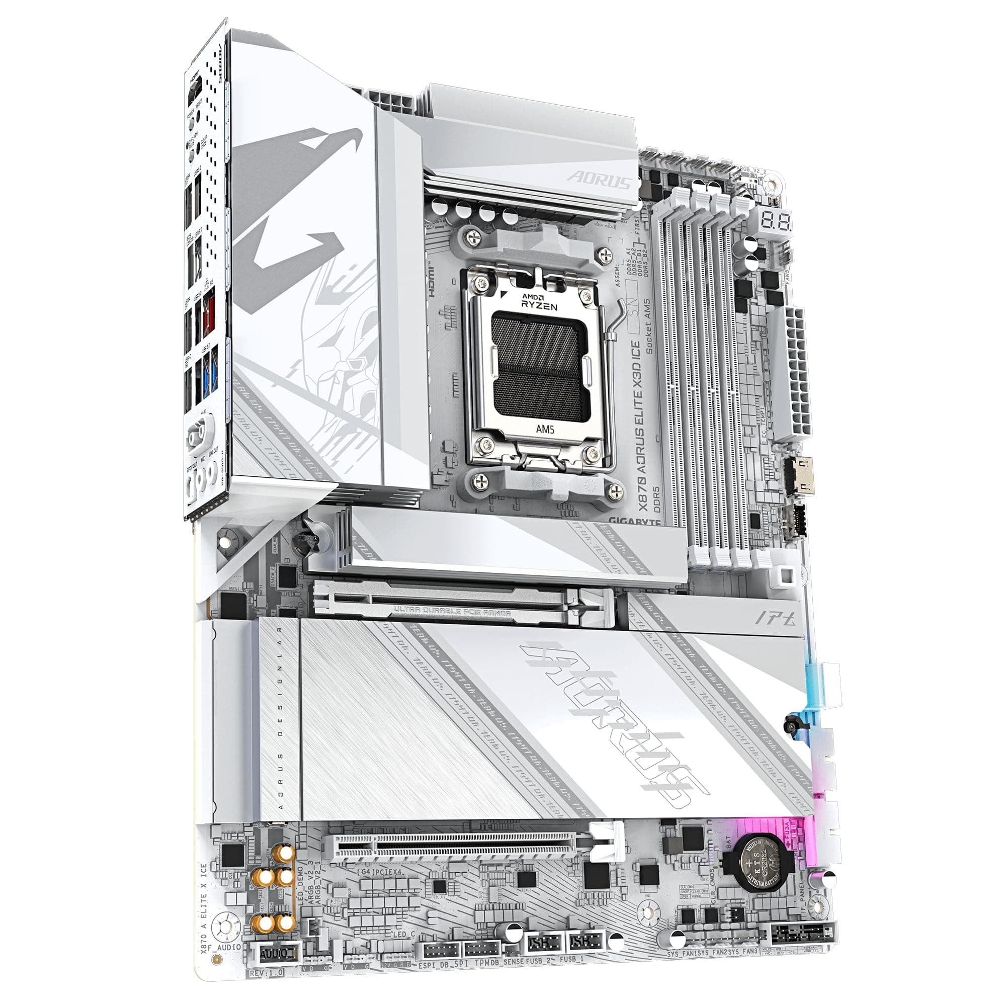 GIGABYTE X870 AORUS Elite X3D Ice Mainboard - Unterstützt AMD Ryzen 9000 Prozessoren, 16+2+2 Phasen Digital-VRM, bis zu 9000Hz DDR5 (OC), 2xPCIe 5.0 + 2xPCIe 4.0, Wi-Fi 7, 2.5GbE LAN, USB 4 Bild 5