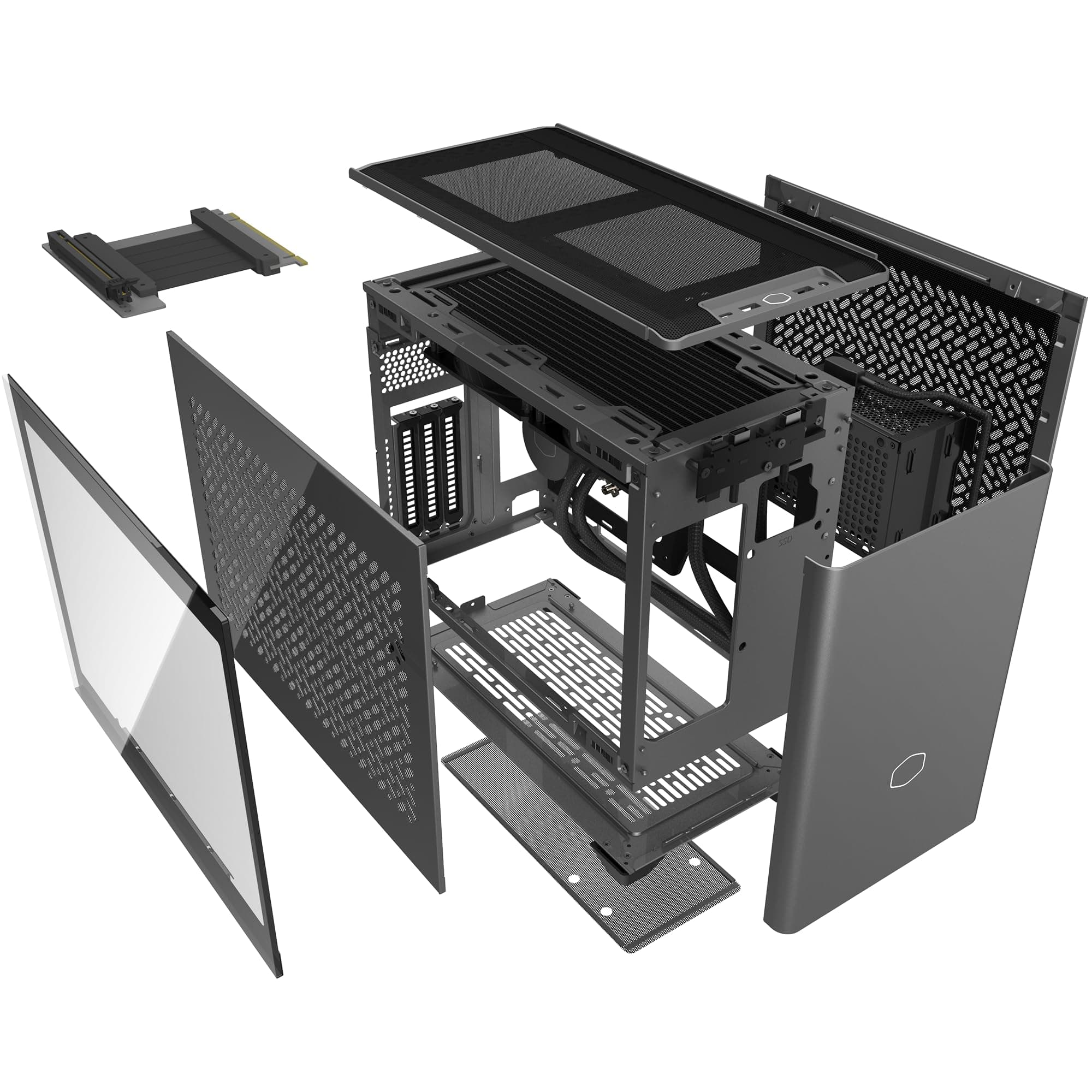 Cooler Master NR200P MAX V2 Mini-ITX SFF-Gehäuse – 280 mm AIO-Kühler, 850 W SFX Gold ATX 3.0 Netzteil, verbessertes Design, miditower GPU-Unterstützung, PCIe 4.0 Riser-Kabel, USB 3.2 Gen 2x2 Typ-C Bild 7