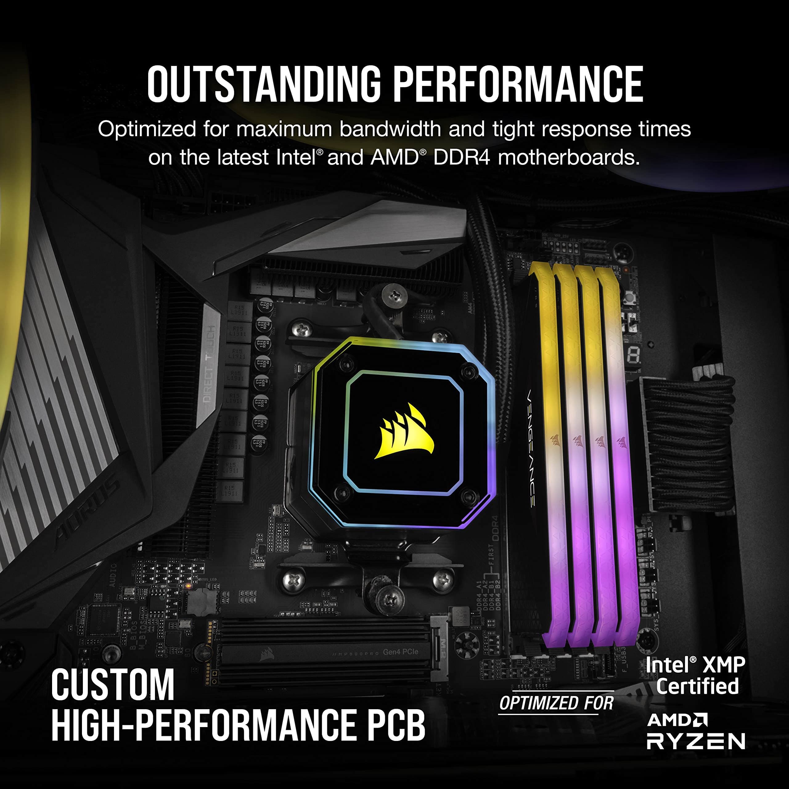 Corsair Vengeance RGB RS 32 GB (2 x 16 GB) DDR4 3.200MHz C16 Arbeitsspeicher (Dynamische RGB-Beleuchtung, Kompatibilität mit Intel & AMD 300/400/500 Series) Schwarz, CMG32GX4M2E3200C16 Bild 7