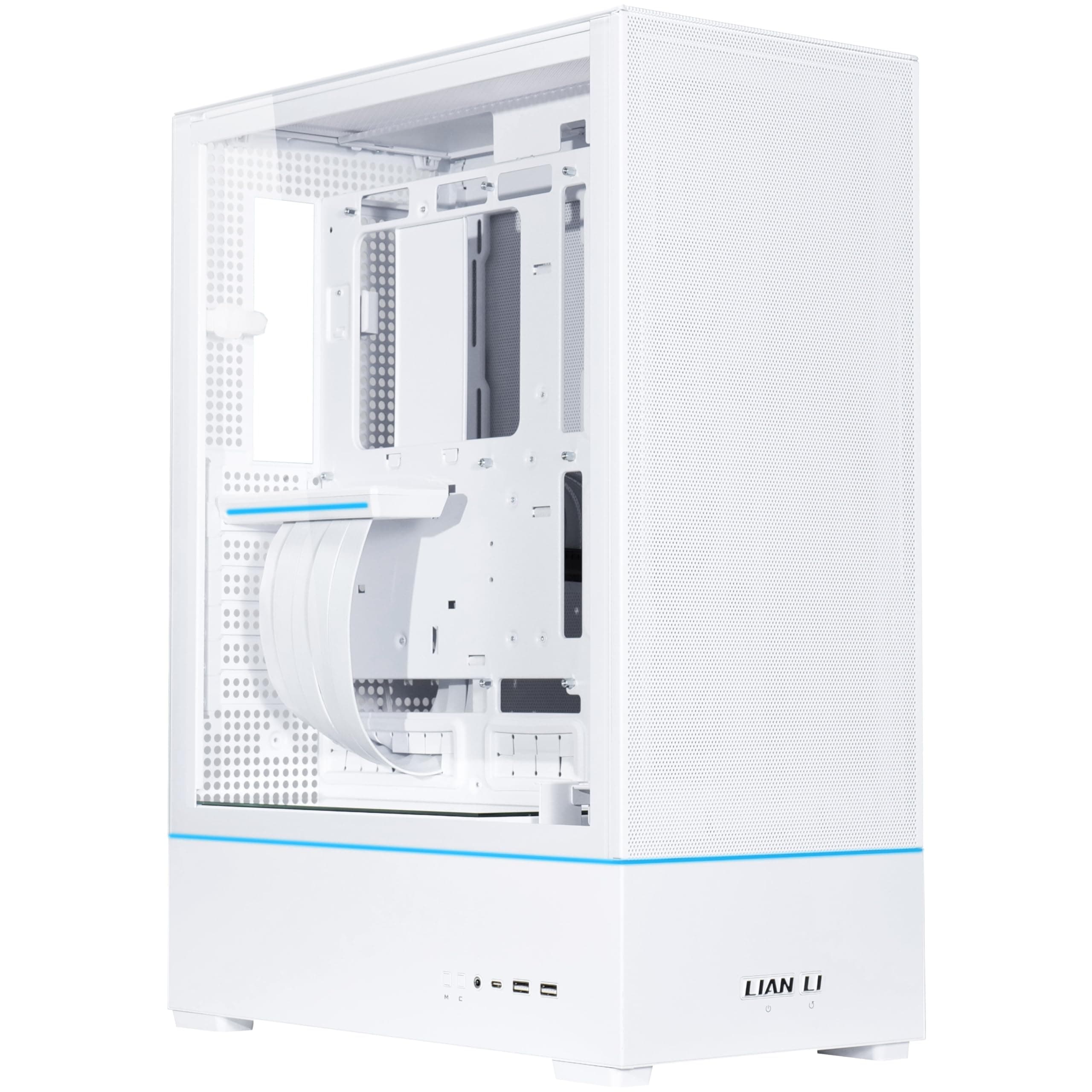 Lian Li SUP-01W PC-Gehäuse, Triple Cooling Chamber Design, 400mm GPU-Freiraum, unterstützt Radiatoren bis zu 360mm, DREI vorinstallierte 120mm Lüfter, Stahl, gehärtetes Glas, Weiß