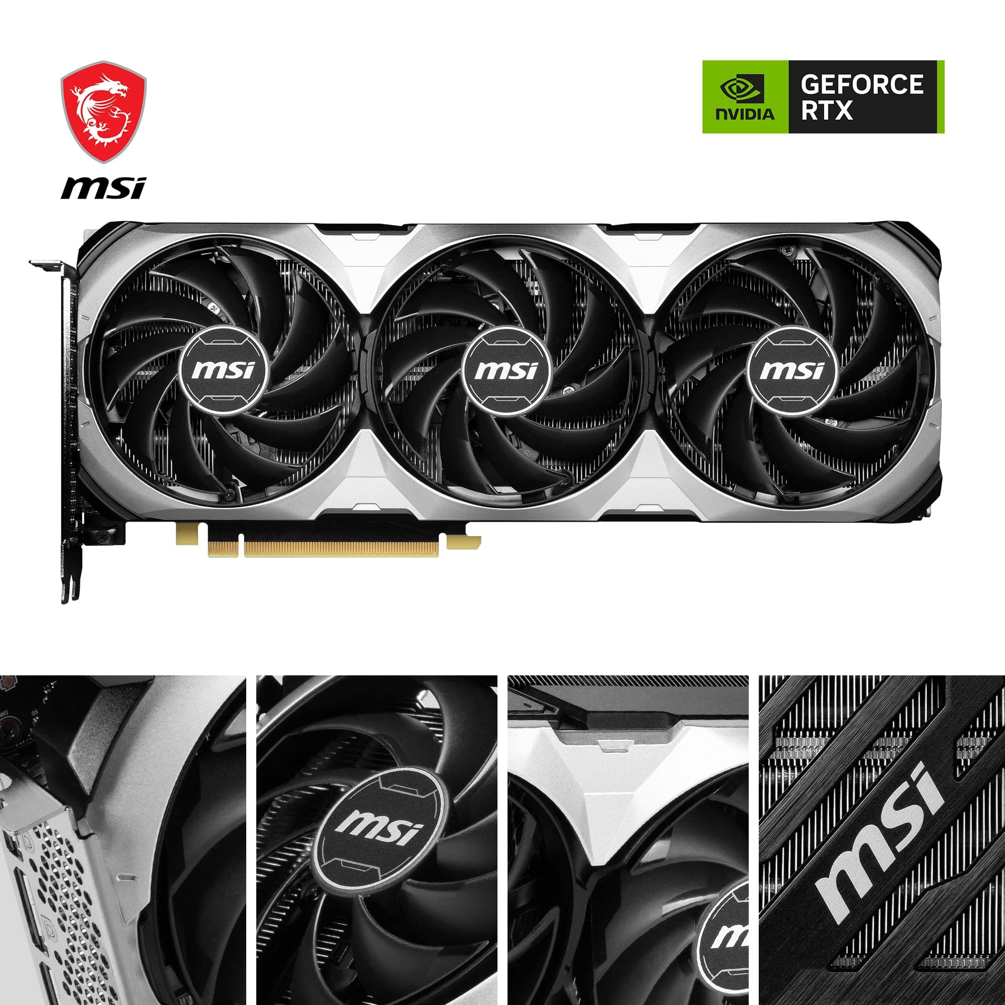 MSI GeForce RTX 4070 Ventus 3X 12G OC Grafikkarte - RTX 4070 GPU, 12GB GDDR6X (21Gbits/192 Bit), PCIe 4.0-2 x TORX Fan 4.0 - HDMI 2.1a, DisplayPort 1.4a Bild 3