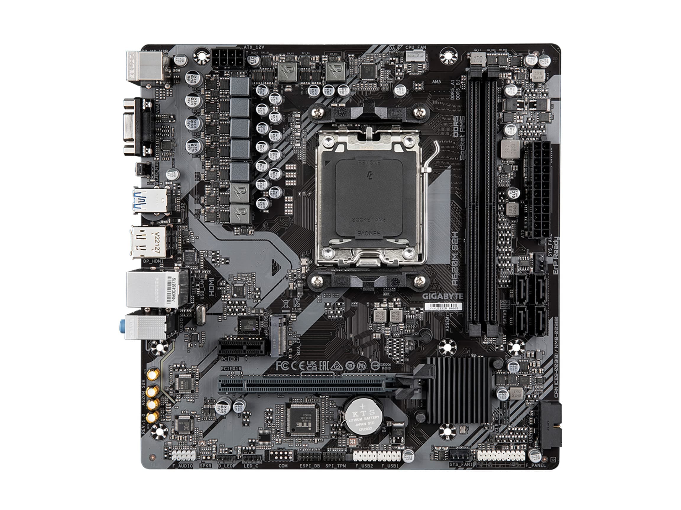GIGABYTE A620M S2H (AM5/ LGA 1718/ AMD/ A620/ Micro ATX/ 5 Jahre Garantie/ DDR5/ Single M.2/ PCIe 4.0/ USB 3.2 Gen1/ Realtek 1GbE LAN/Q-Flash Plus/PCIe EZ-Latch/Motherboard) Bild 3
