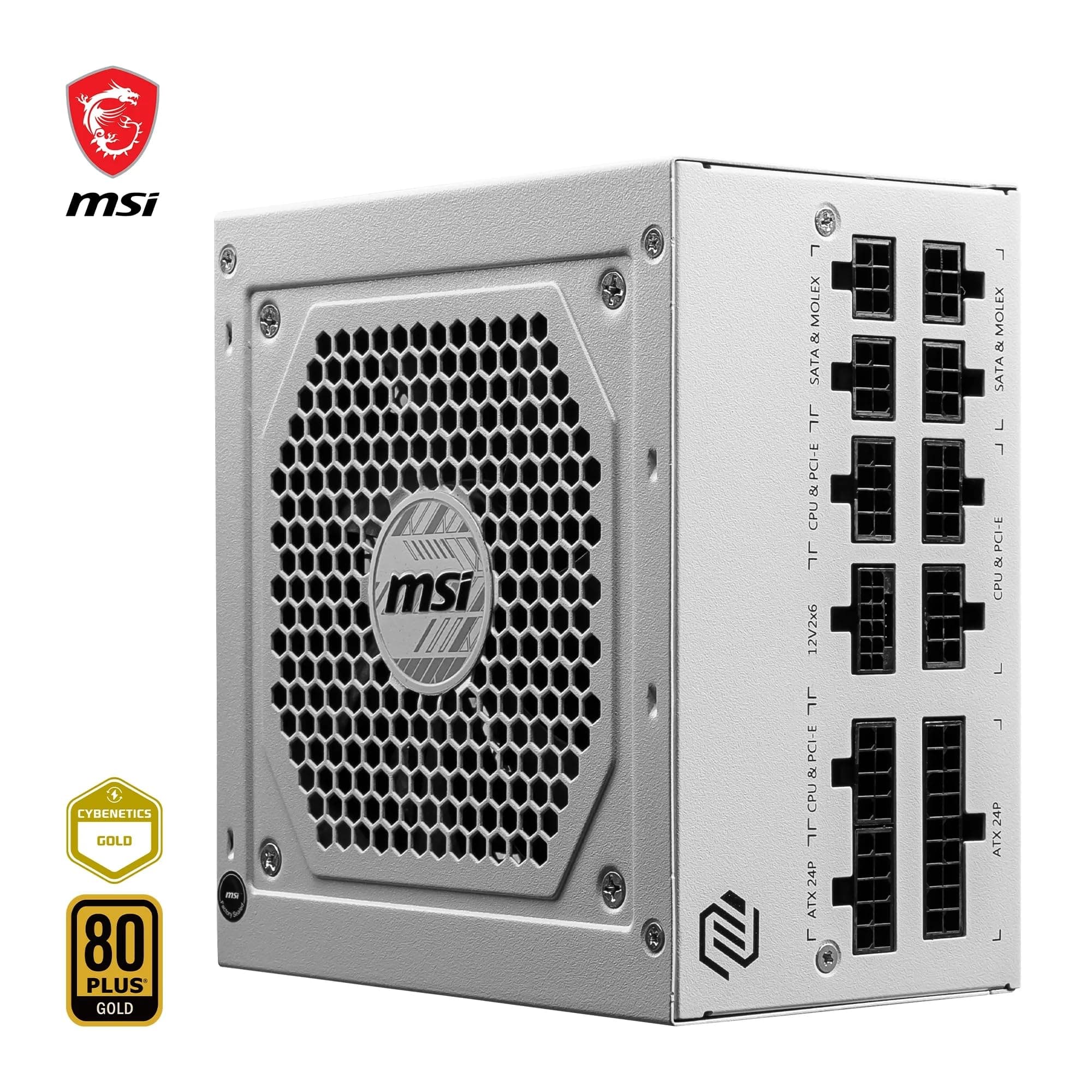 MSI MAG A850GL PCIE5 White Netzteil, 850W, 80 Plus Gold, vollständig modular, ATX 3.0, PCIe 5.0 GPU Unterstützung, 120mm FDB Lüfter, Full-Bridge LLC, Flat Black Kabel Bild 5