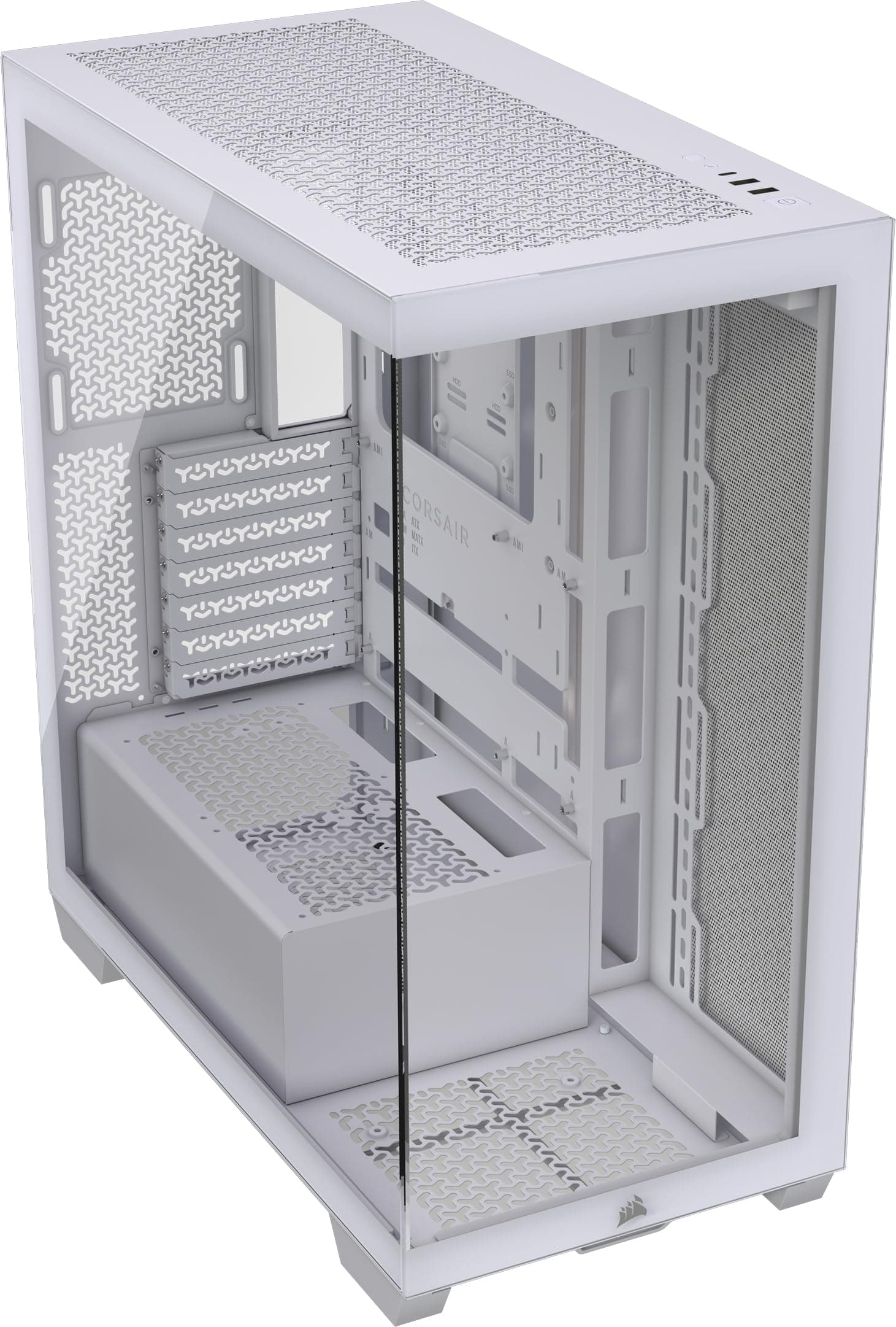 CORSAIR 3500X Mid-Tower ATX PC-Gehäuse - Gehärtetes Panorama-Glas - Umgekehrte Verbindung Motherboard-Kompatibel - Keine Lüfter Enthalten - Weiß Niet-RGB Weiß