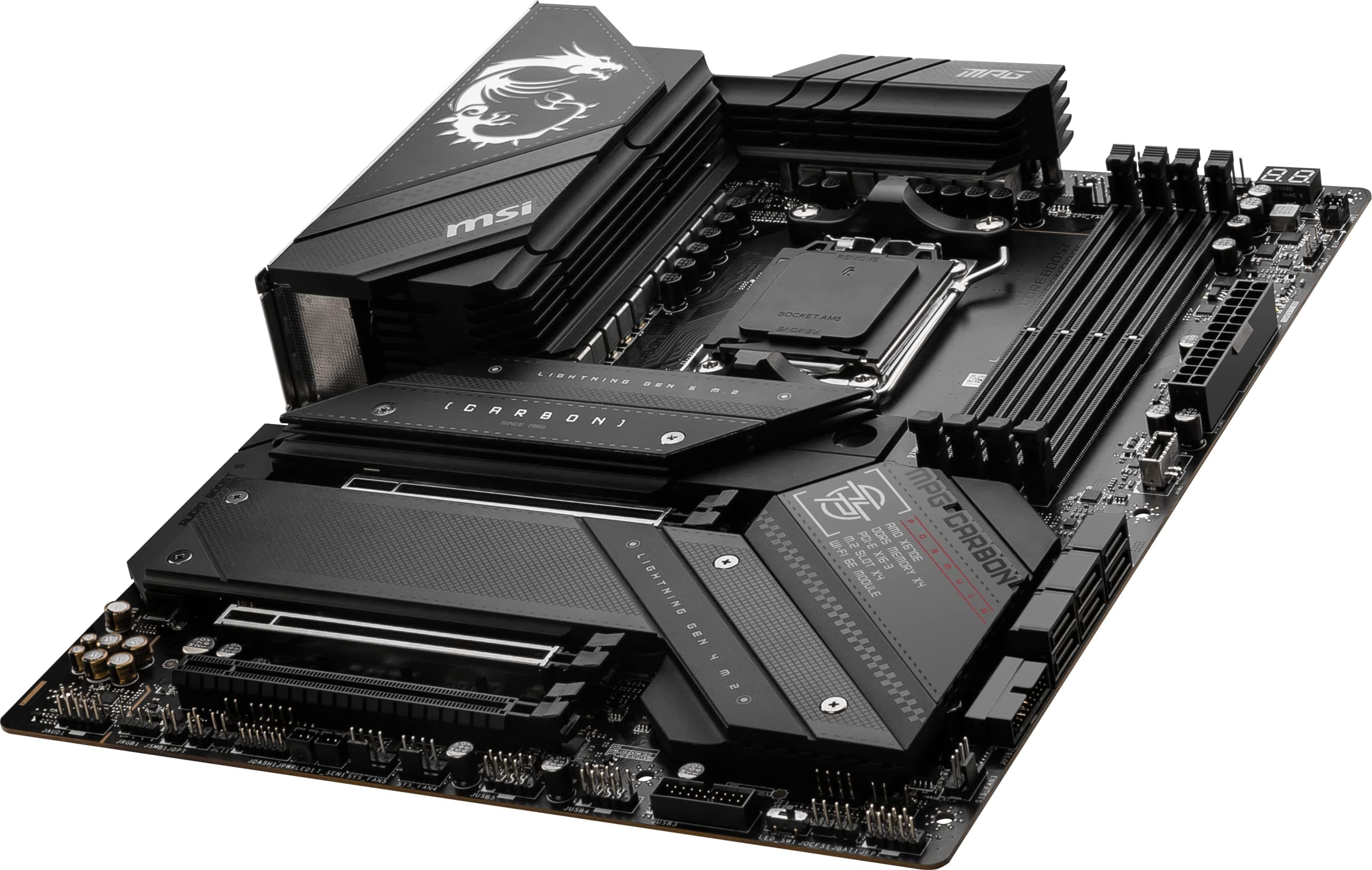 MSI MPG X670E Carbon WiFi Mainboard, ATX - Unterstützt AMD Ryzen 7000 Serie Prozessoren, AM5-18 Duet Rail 90A Power Stage, DDR5 Memory Boost 6600+MHz/OC, 2 x PCIe 5.0 x16, 2 x M.2 Gen5, Wi-Fi 6E Bild 7