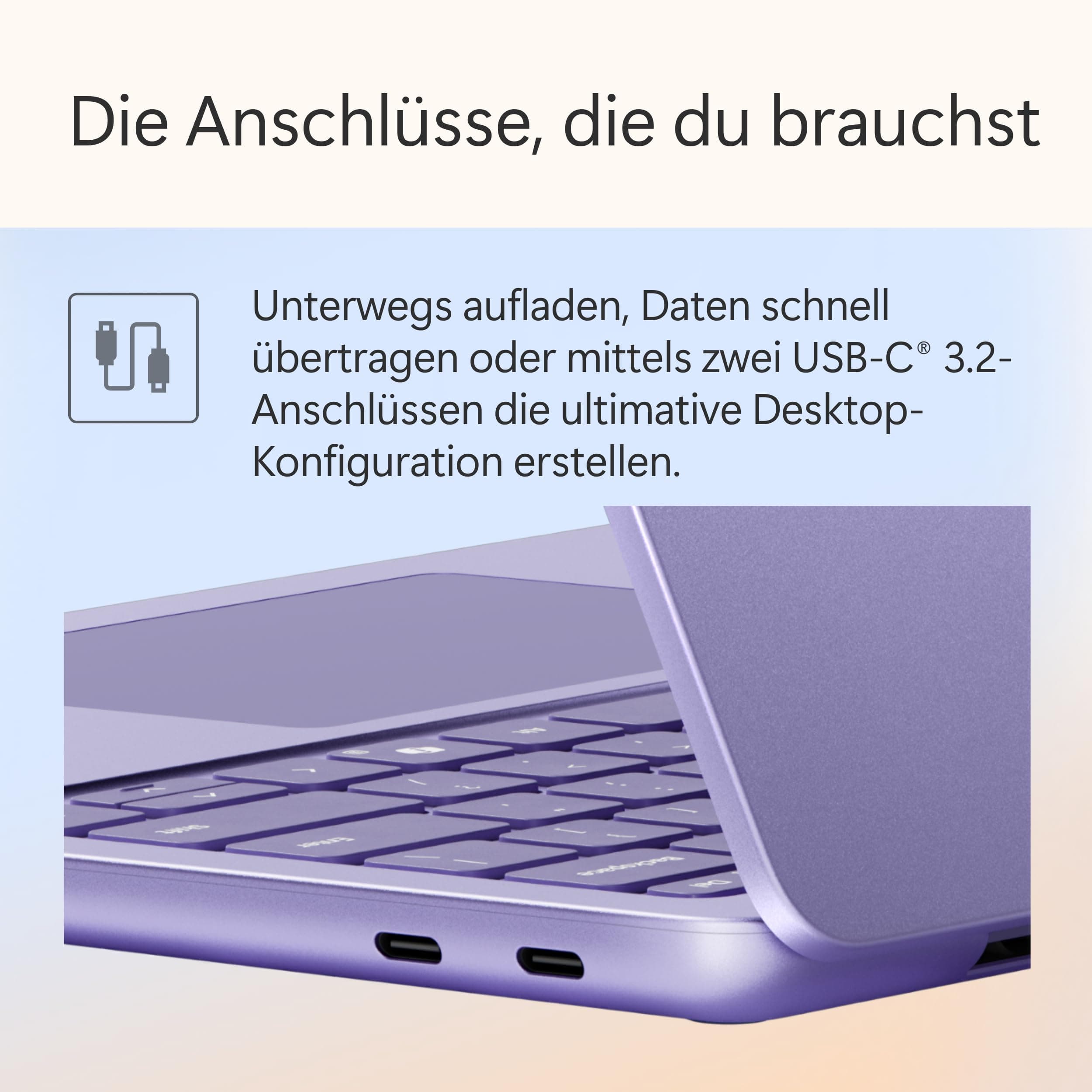 Microsoft Surface Laptop | Copilot+ PC | 13” LCD Touchscreen | Snapdragon® X Plus | 16GB RAM | 512GB Speicher | Neuestes Modell | Violett Violett 16GB RAM | 512GB Speicher Bild 7