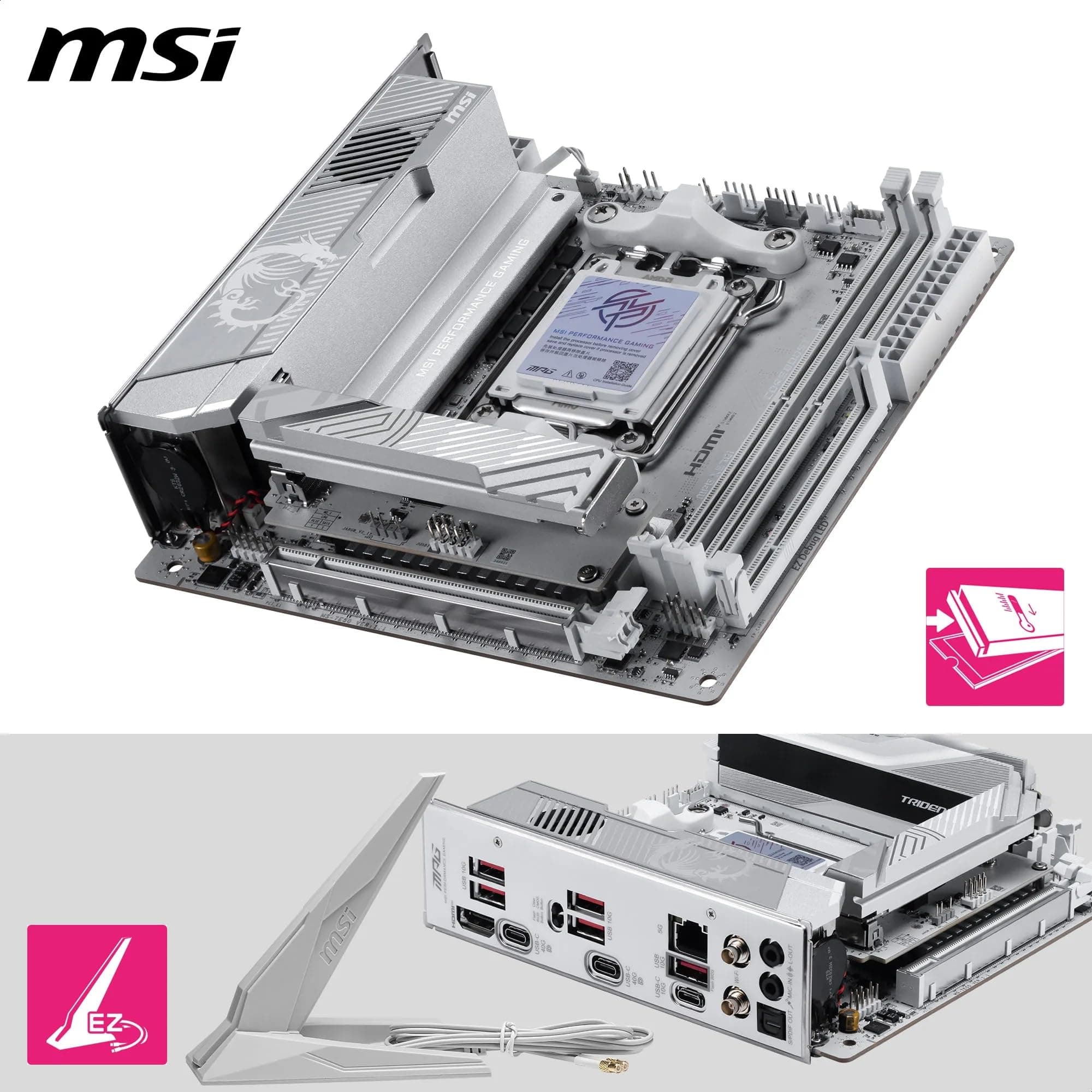 MSI MPG X870I Edge TI EVO WiFi Mainboard, ATX - Unterstützt AMD Ryzen 9000/8000 / 7000 Prozessoren, AM5-110A SPS VRM, DDR5 Memory Boost 8200+MT/s (OC), PCIe 5.0 x16, M.2 Gen5, Wi-Fi 7, 5G LAN Bild 5