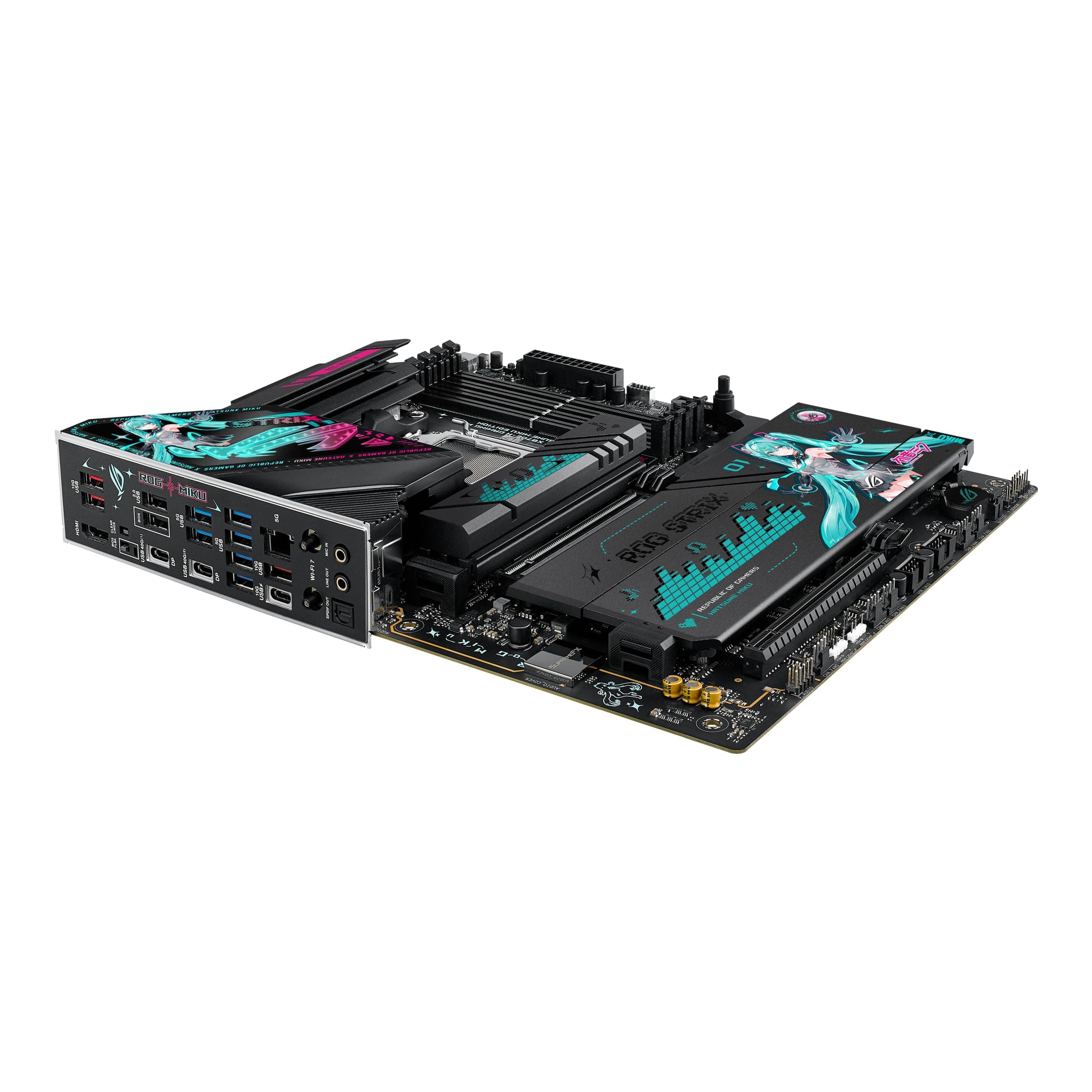 ASUS ROG Strix X870E-H Gaming WiFi7 Hatsune Miku Edition AMD ATX Mainboard (16+2+1 Leistungsstufen, DDR5, 4x M.2 Steckplätze, M.2 Q-Release, PCIe 5.0, WiFi 7, 2x USB4, USB 10Gbps Typ-C, Aura Sync RGB) Bild 3