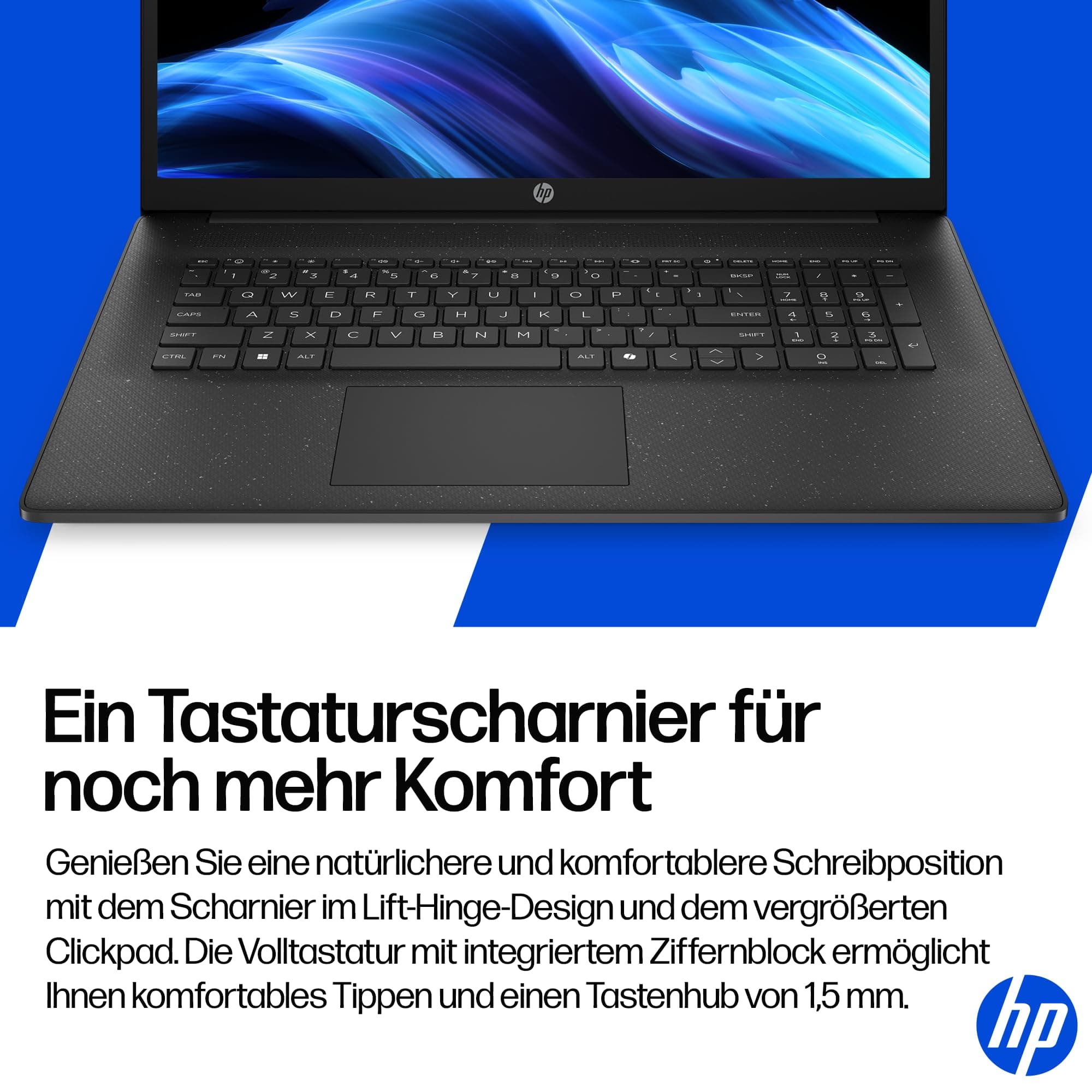 HP Laptop mit 17,3" FHD Display, AMD Ryzen 7 7730U, 16 GB DDR4 RAM, 512 GB SSD, AMD Radeon-Grafik, Windows 11, QWERTZ, Schwarz inkl. 25 GB Dropbox-Speicher für 12 Monate AMD Ryzen 7 7730U + 16 GB DDR4 RAM + 512 GB SSD Copilot Keyboard Schwarz Bild 6