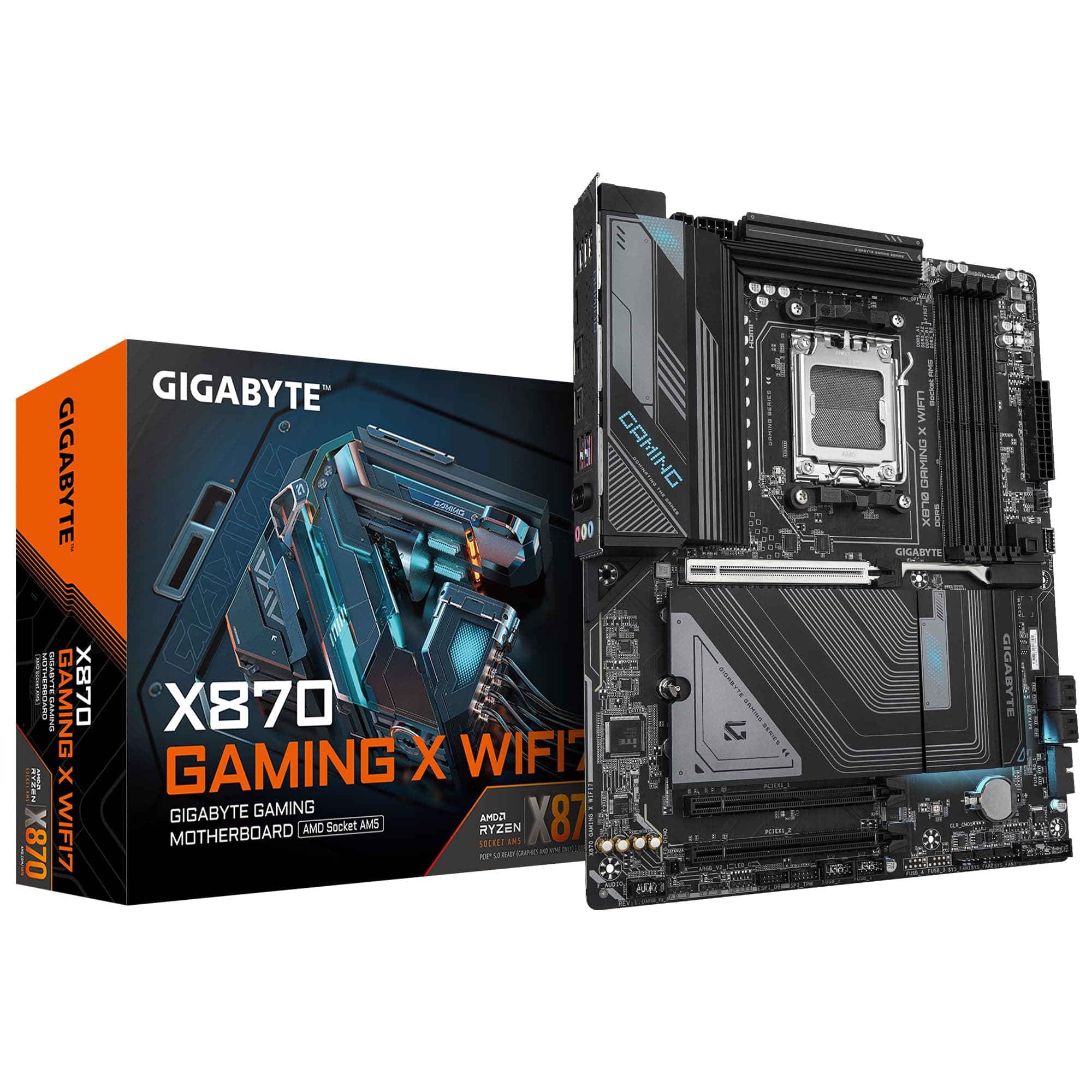 GIGABYTE X870 Gaming X WIFI7 Motherboard - Unterstützt AMD Ryzen 9000 CPUs, 16+2+2-Phasen VRM, bis zu 8000MHz DDR5 (OC), 1xPCIe 5.0, Wi-Fi 7, 2.5GbE LAN, USB 4 Bild 2