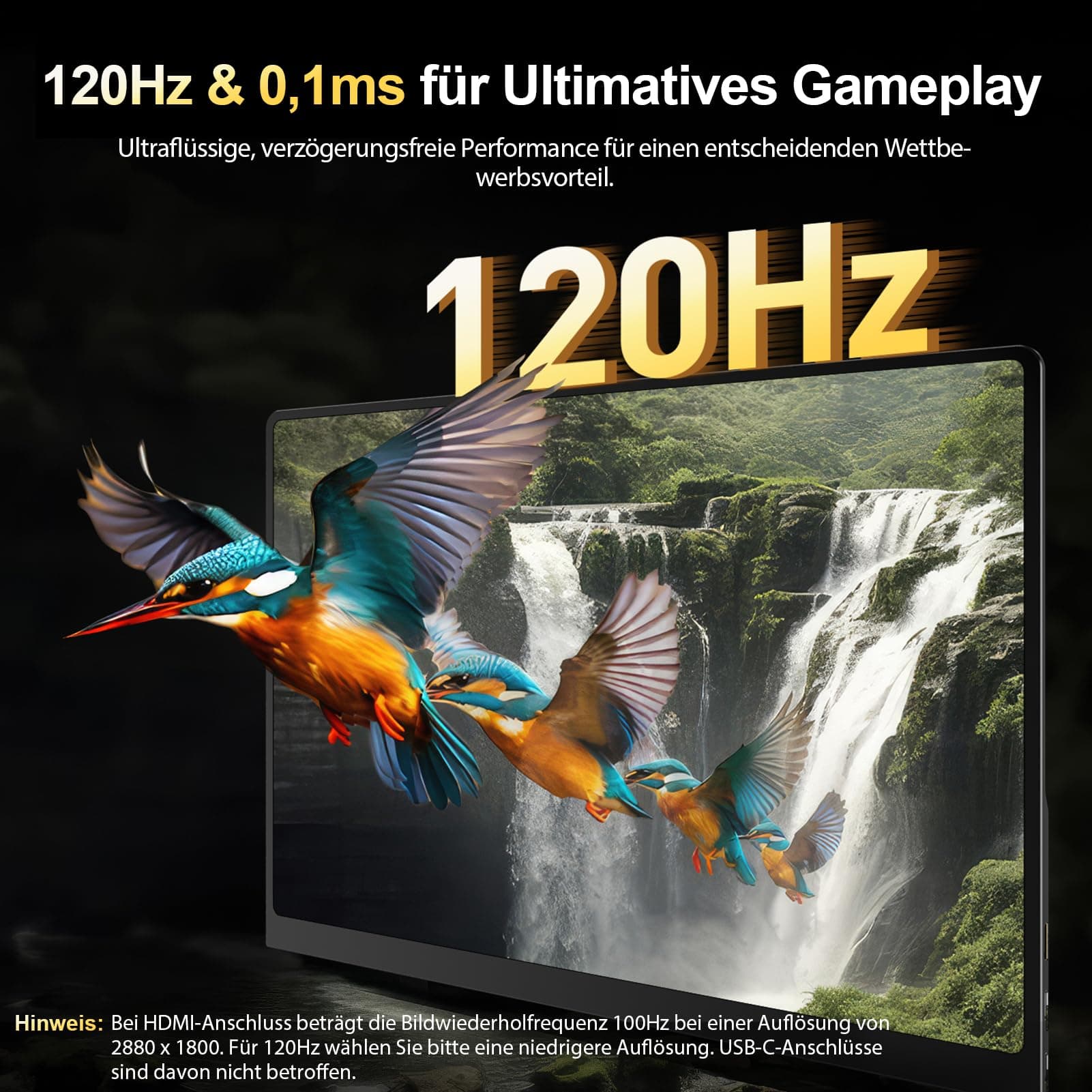 UPERFECT 3K OLED 120Hz 16 Zoll Portable Monitor 100000:1 500 Nits 2880*1800 DCI-P3 0.1ms Ansprechzeit 16:10 Bildschirm Mini HDMI USB C für PC Laptop Handy Spielkonsolen, Metallgehäuse, VESA-kompatibel 16 In Bild 5