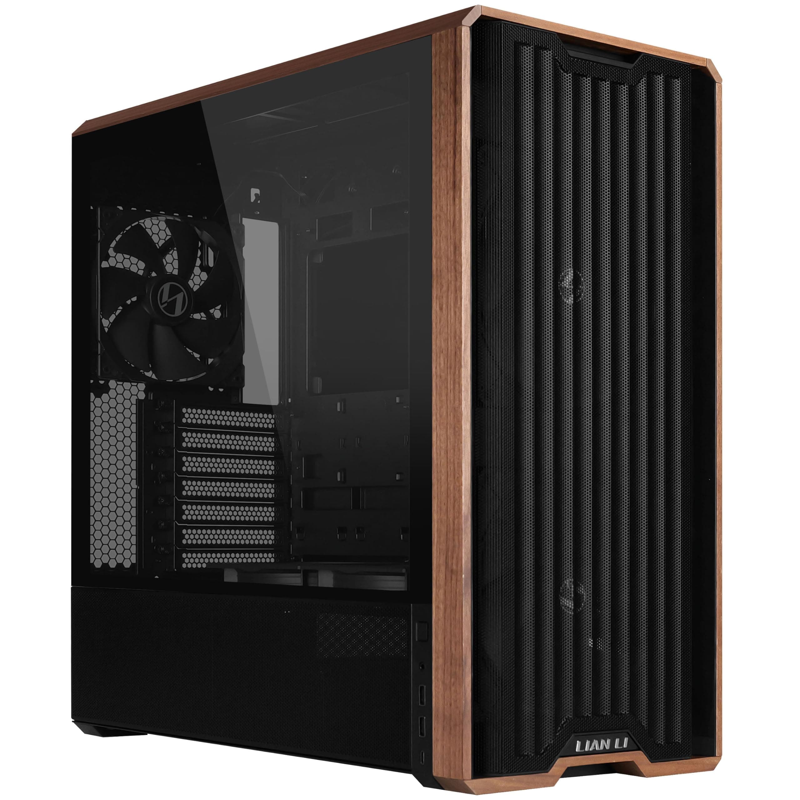 Lian Li Lancool 217 PC-Gehäuse Schwarz | ATX Midi-Tower, Tempered Glass, 5 Lüfter, Walnussholz, Mesh-Front, Back-Connect-kompatibel Bild 2