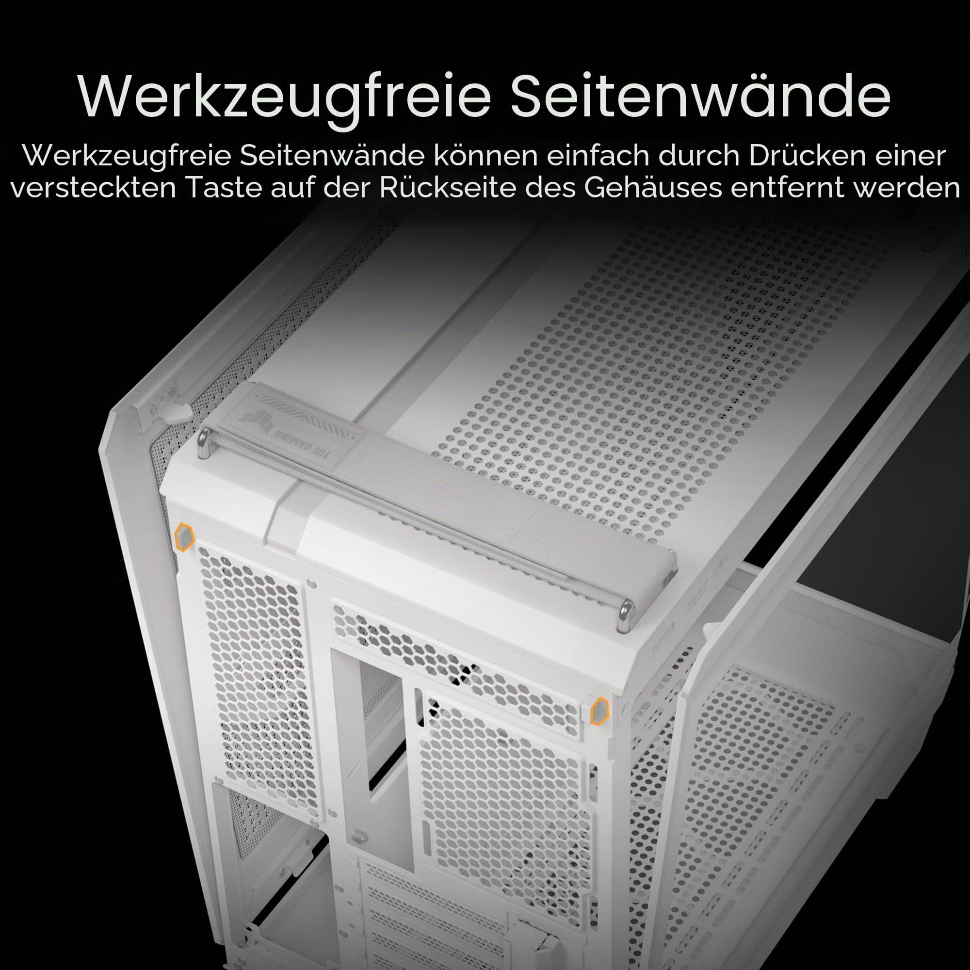 ASUS TUF Gaming GT502 Horizon TG ARGB White modulares Zweikammer-Gehäuse (Panoramadesign, 4 vorinstallierte ARGB-Lüfter, Front Panel High-Speed USB Type-C, weiß) Bild 7