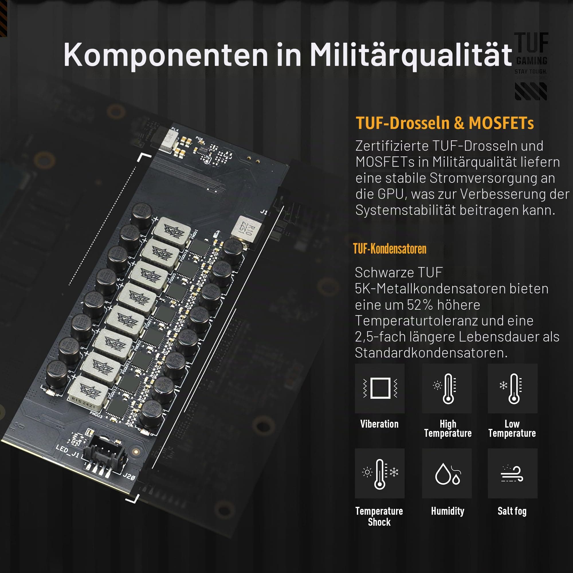 ASUS TUF Gaming GeForce RTX 5080 16GB GDDR7 OC Edition Gaming Grafikkarte (PCIe 5.0, HDMI/DP 2.1, 3.6-Slot, Komponenten in Militärqualität, schützende PCB-Beschichtung, Axial-Tech Lüfter, Bild 3