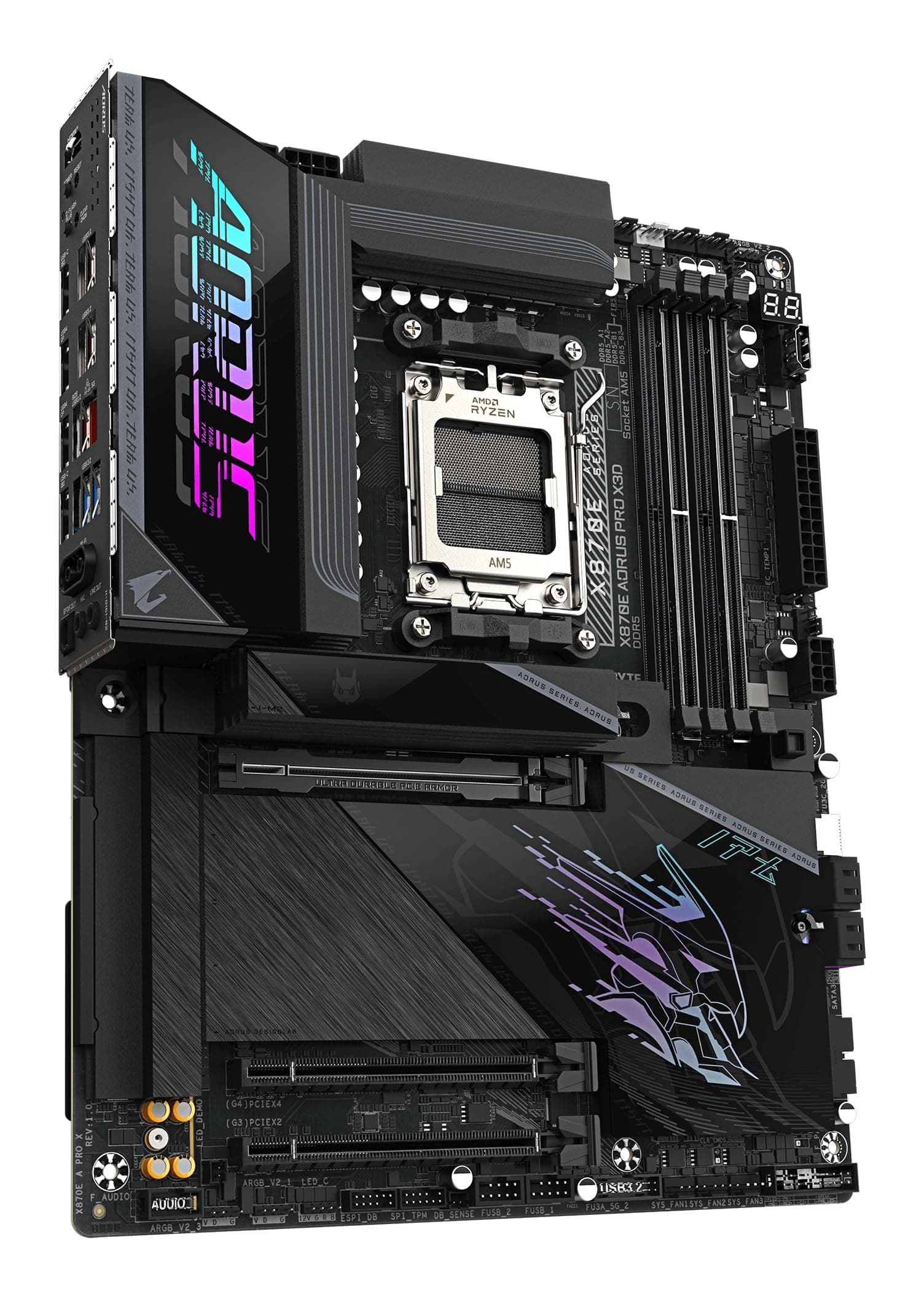 GIGABYTE X870E AORUS PRO X3D Mainboard - Unterstützt AMD Ryzen 9000 CPUs, digitales 18+2+2-Phasen-VRM, bis zu 9000MHz DDR5 (O.C.), 2xPCIe 5.0 + 2xPCIe 4.0, Wi-Fi 7, 5GbE LAN, USB 4 Bild 5