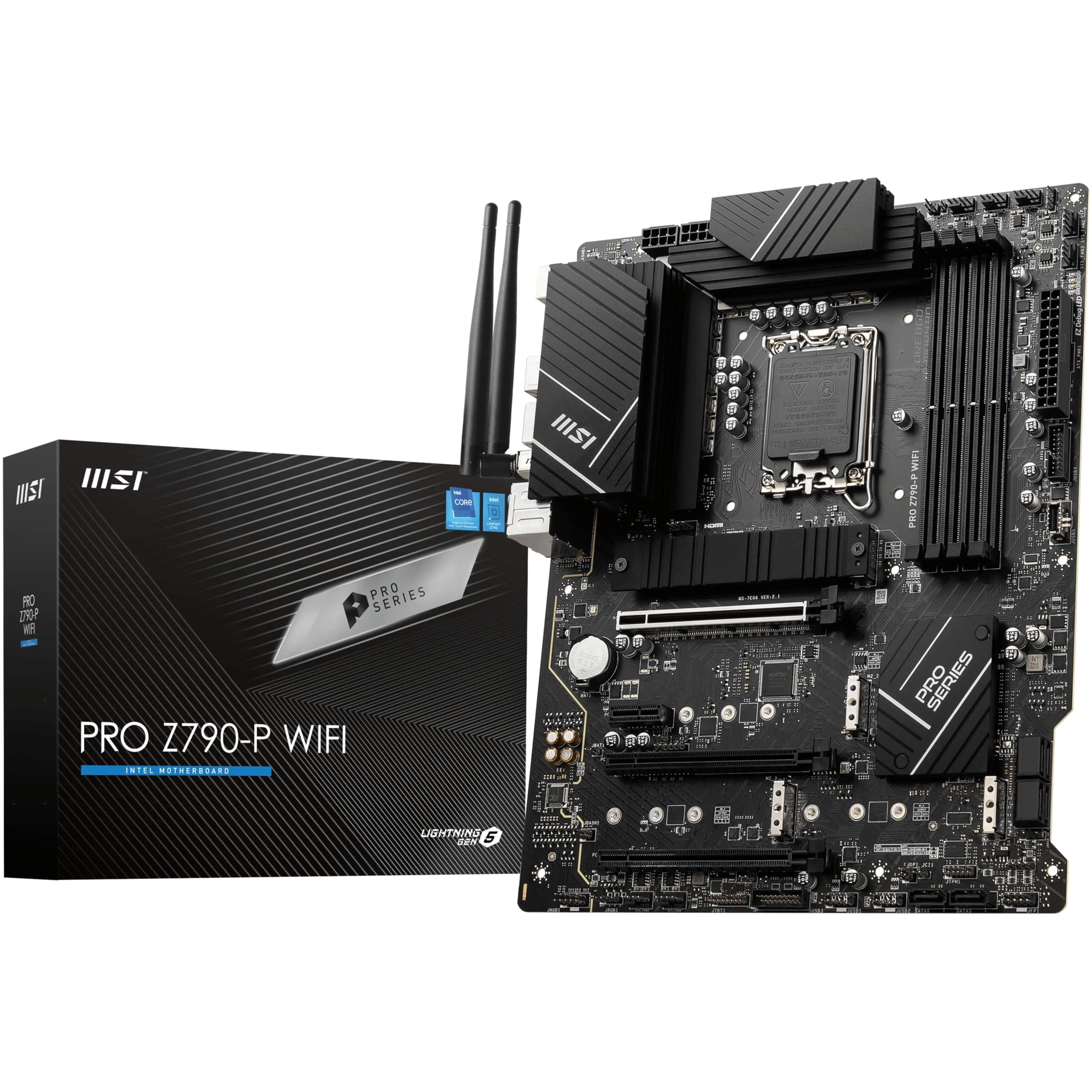 MSI PRO Z790-P WiFi Mainboard - Unterstützt Intel 12th, 13th & 14th Gen Core Prozessoren, LGA 1700-55A DrMOS, DDR5 Memory Boost 7000+MHz/OC, PCIe 5.0 und 4.0 x16, 4 x M.2 Gen4, Wi-Fi 6E, 2.5G LAN, ATX ATX Wi-Fi 6 PRO Z790-P WIFI