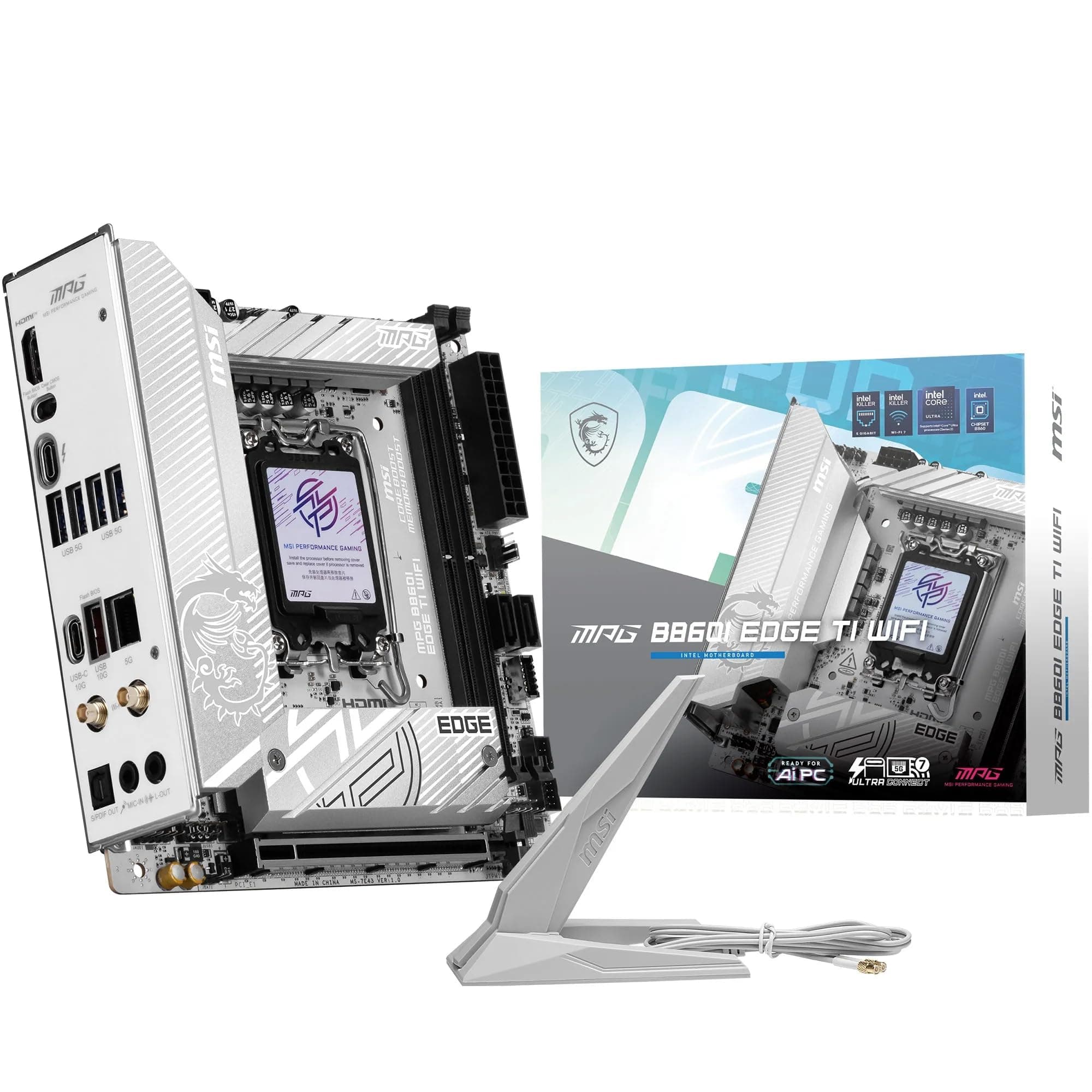 MSI MPG B860I Edge TI WiFi Mainboard, Mini-ITX - Unterstützt Intel Core Ultra Prozessoren (Series 2), LGA 1851-110A SPS VRM, DDR5 Memory Boost (8600+ MT/s OC), PCIe 5.0 x16, M.2 Gen5, Wi-Fi 7 Bild 2