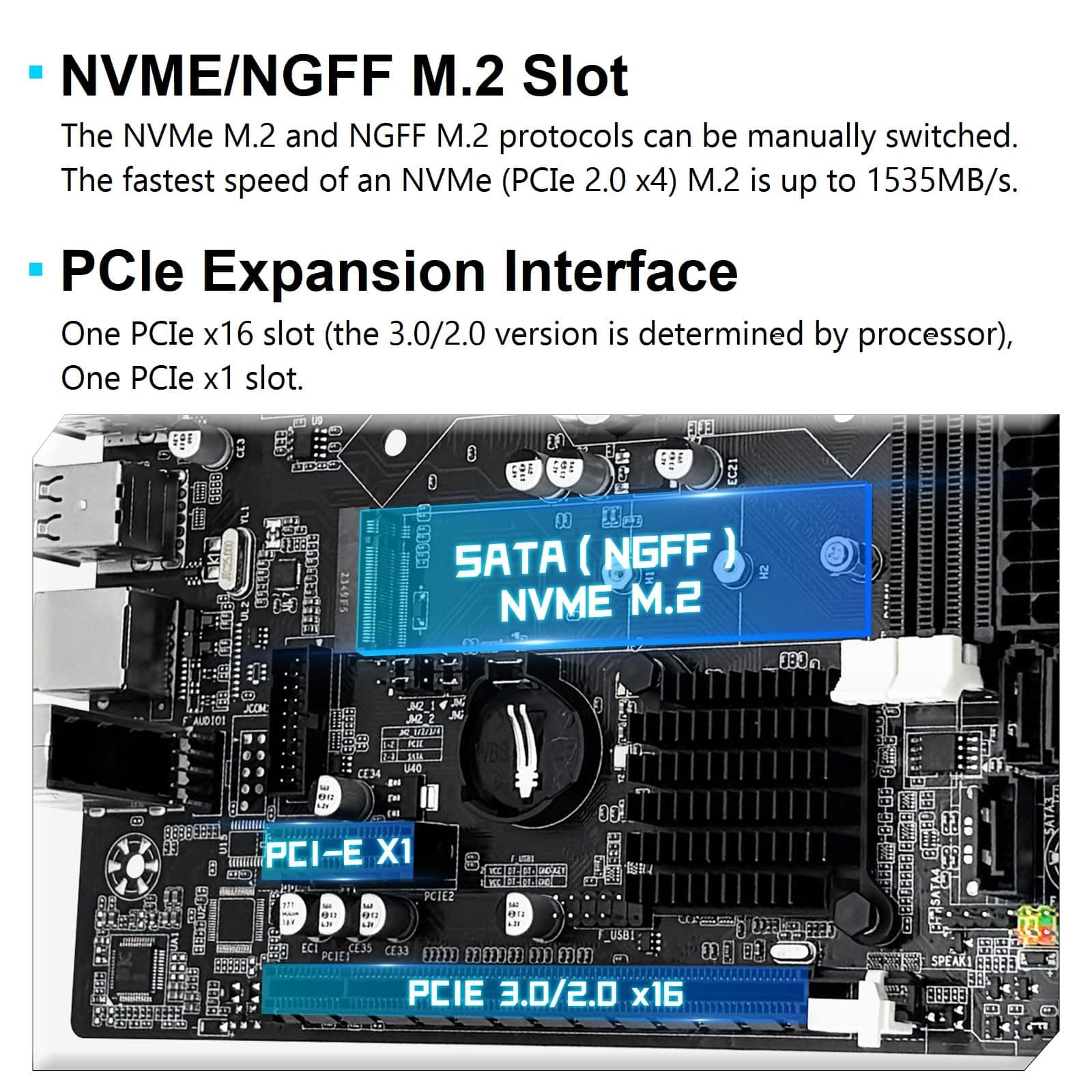 SHANGZHAOYUAN H61C Mainboard LGA 1155 Gaming Motherboard Kompatibel mit Intel 2th/3th Gen i3,i5,i7/Xeon E3 V2/Pentium Series CPUs, PCIe X16, 100M LAN, DDR3, NVME/NGFF M.2, VGA, HDMI-kompatibel Bild 7