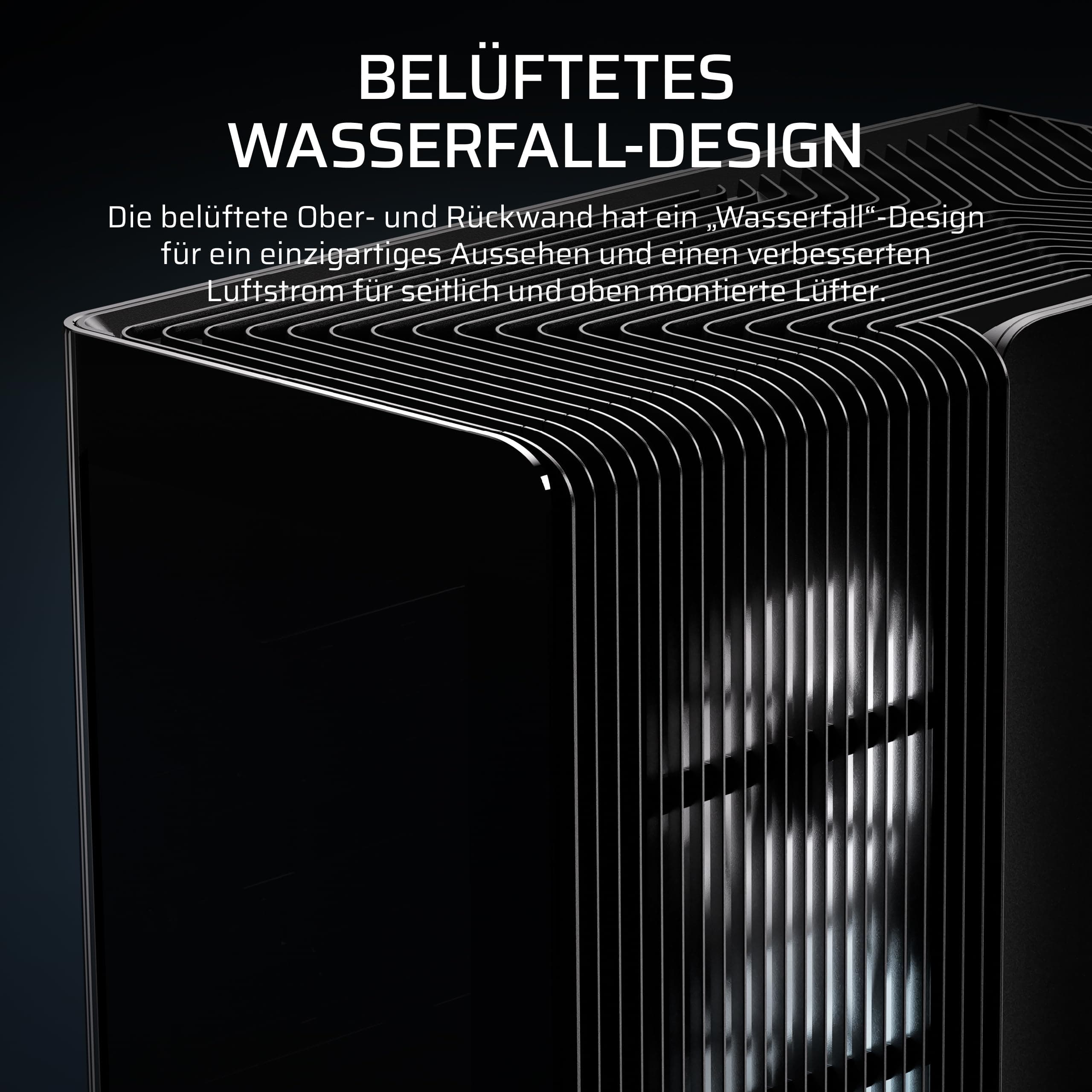 CORSAIR Frame 4500X RS-R ARGB Panoramaglas Mid-Tower-PC-Gehäuse – InfiniRail Lüftermontagesystem, Passend für Zwei 360 mm Radiatoren, GPU Anti-Sag, Enthält 3X RS120R RGB LINK Lüfter – Schwarz Bild 7