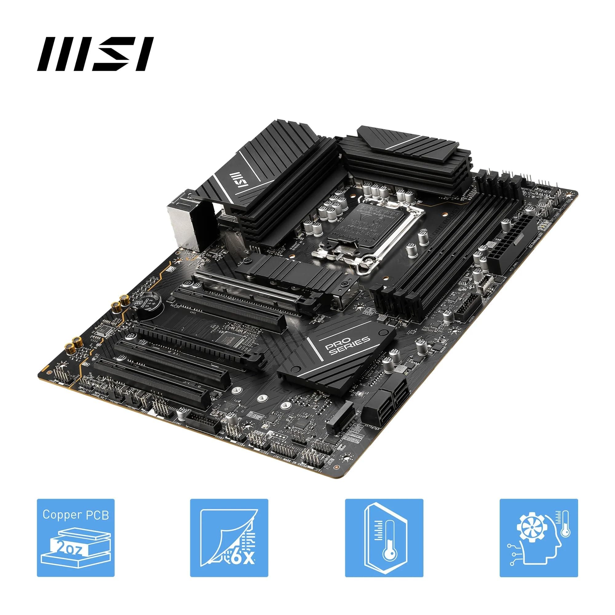 MSI PRO B760-P DDR4 II Mainboard, Micro-ATX - Unterstützt Intel Core Prozessoren der 12., 13. & 14. Generation, LGA 1700 - DDR4 Memory Boost 5333+MHz/OC, PCIe 4.0 x16 Slots, M.2 Gen4 Slots, 2.5G LAN Bild 7