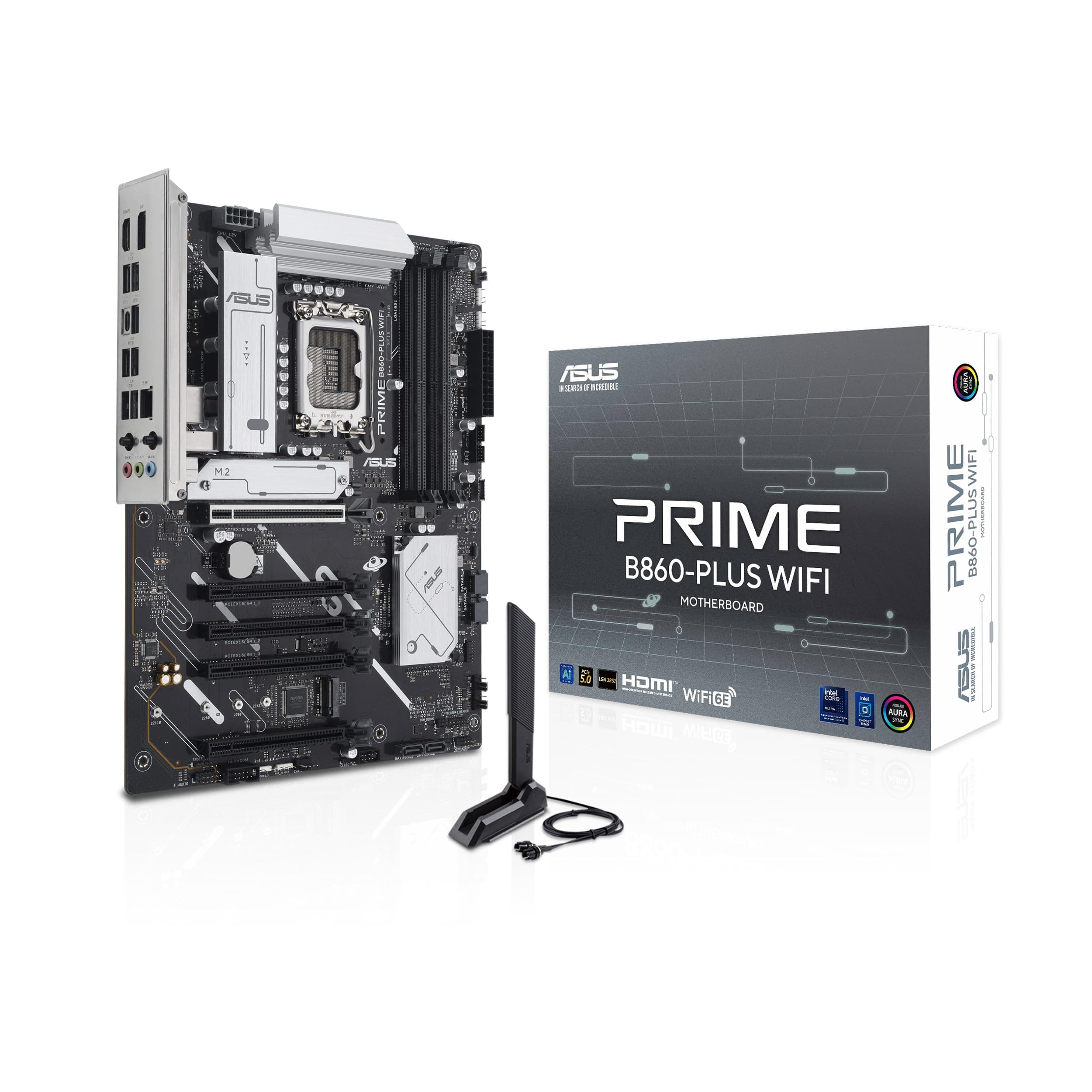 ASUS Prime B860-PLUS WiFi B860 LGA 1851 ATX Motherboard, Intel® Core™ Ultra Series 2 Ready, Advanced AI PC-Ready, 8+1+1+1 Stufen, DDR5, PCIe 5.0, HDMI, USB 20Gbps Type-C®, 2x M.2, WiFi 6E, 2.5GB LAN Bild 2