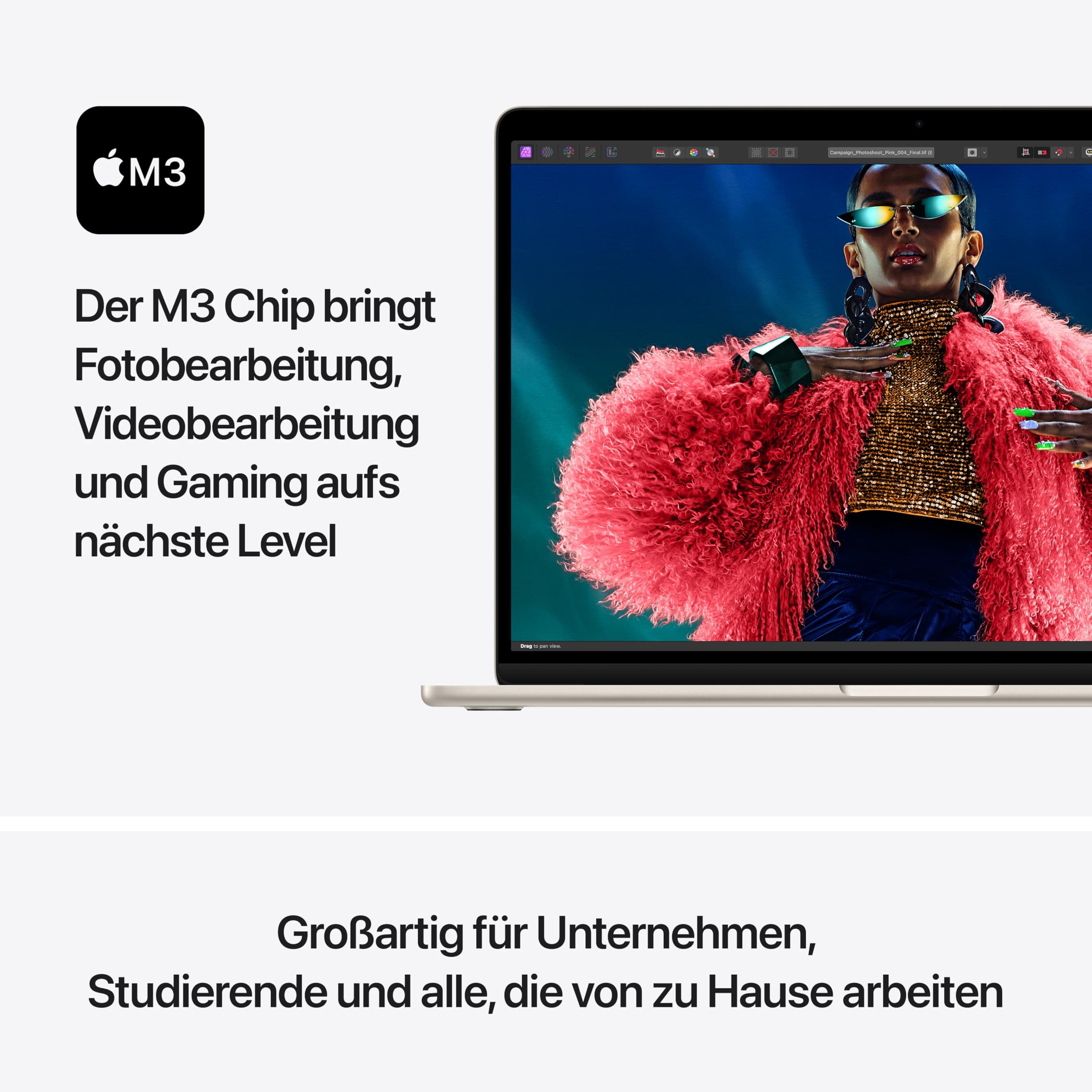 Apple 2024 15" MacBook Air Laptop mit M3 Chip: 15,3" Liquid Retina Display, 8 GB gemeinsamer Arbeitsspeicher, 256 GB SSD Speicher, beleuchtete Tastatur, 1080p FaceTime HD Kamera, Touch ID, Polarstern Polarstern 8 GB Gemeinsamer Arbeitsspeicher 256 GB SSD Bild 3