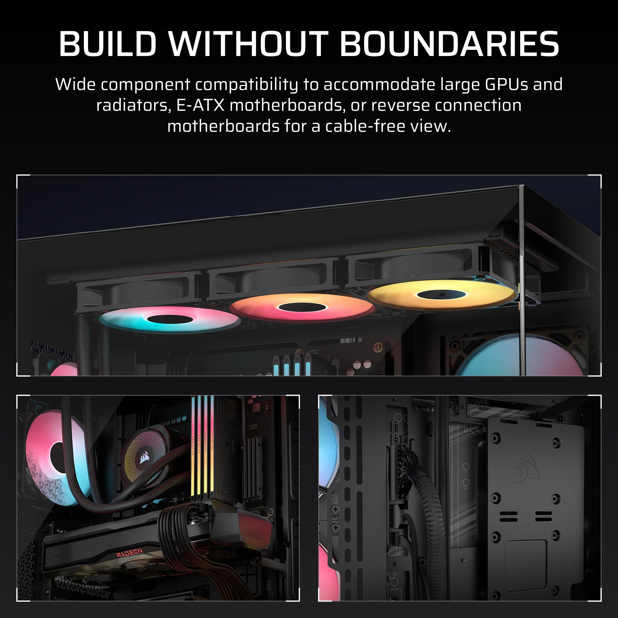 CORSAIR 3500X RS-R ARGB Panoramaglas Mid-Tower-PC-Gehäuse – 3 x RS120-R ARGB-Lüfter Inklusive, Platz für bis zu 10 x 120-mm-Lüfter, Kompatibel mit Motherboards mit Rückseitigem Anschluss – Schwarz Bild 7