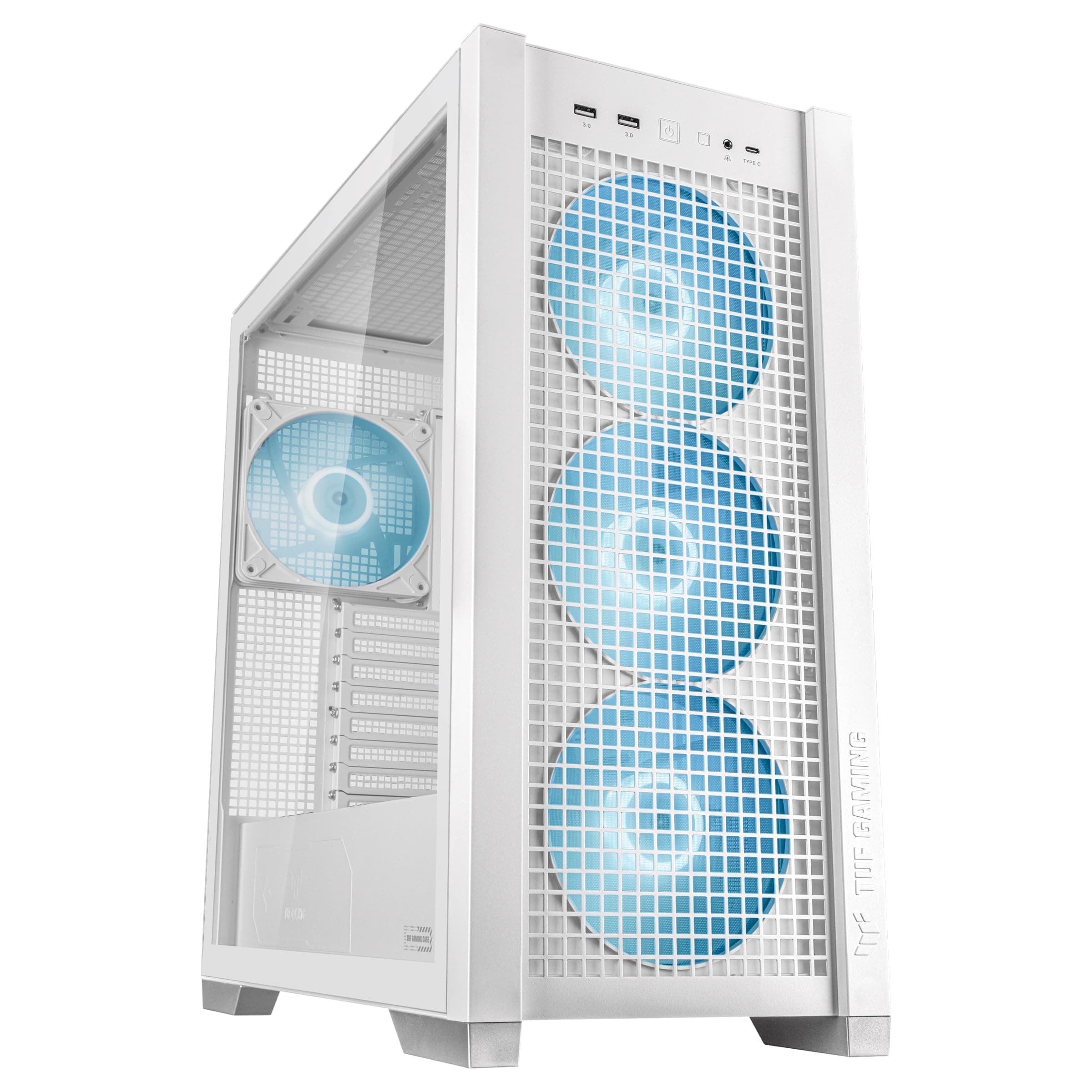 ASUS TUF Gaming GT302 ARGB White Mid-Tower-ATX-Gehäuse (4X 140 x 28-mm-ARGB-Lüfter, austauschbare Seitenteile, unterstützt ATX-Mainboards mit versteckten Anschlüssen, Mesh-Frontpanel, weiß) Bild 2