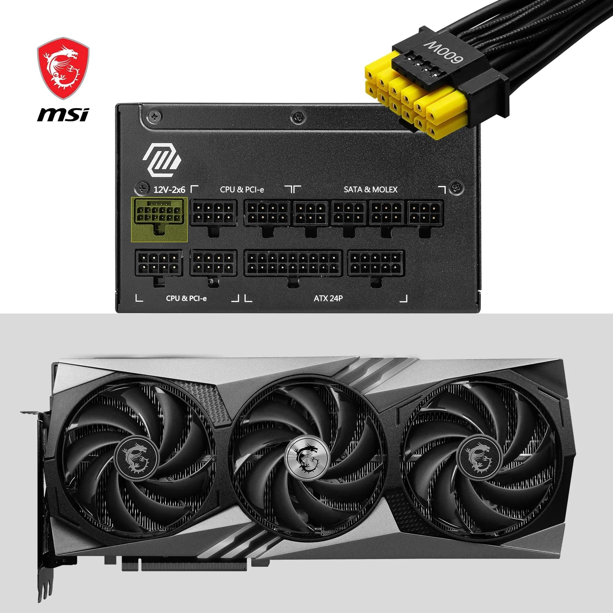 MSI MAG A1250GL PCIE5 Power Supply Unit, 1250W, 80 Plus Gold, ATX 3.1, PCIe 5.1 GPU Support, ATX PSU, Black Flat Cable Bild 5