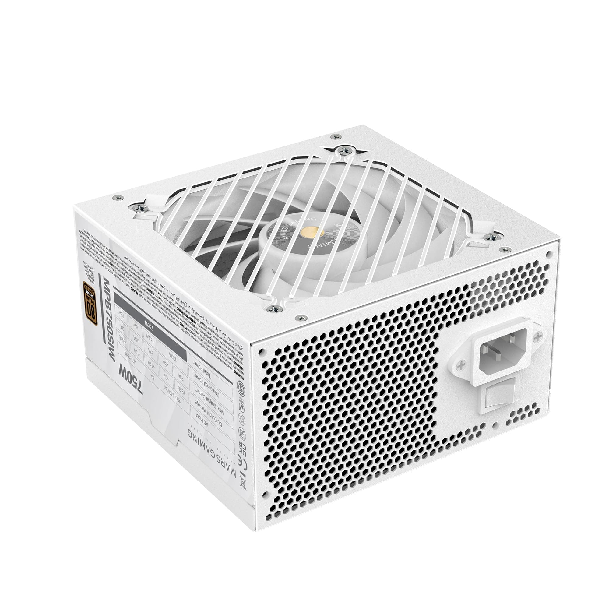 MARSGAMING MPB750SI, PC-ATX-Netzteil 750W, 7 Jahre Garantie, 80Plus Bronze 230V, 90% Effizienz, SI Extreme Silence Lüfter mit Kupferkern, AI2-RPM-, DC-DC- und SMD-Technologien, Weiß MPB750SIW