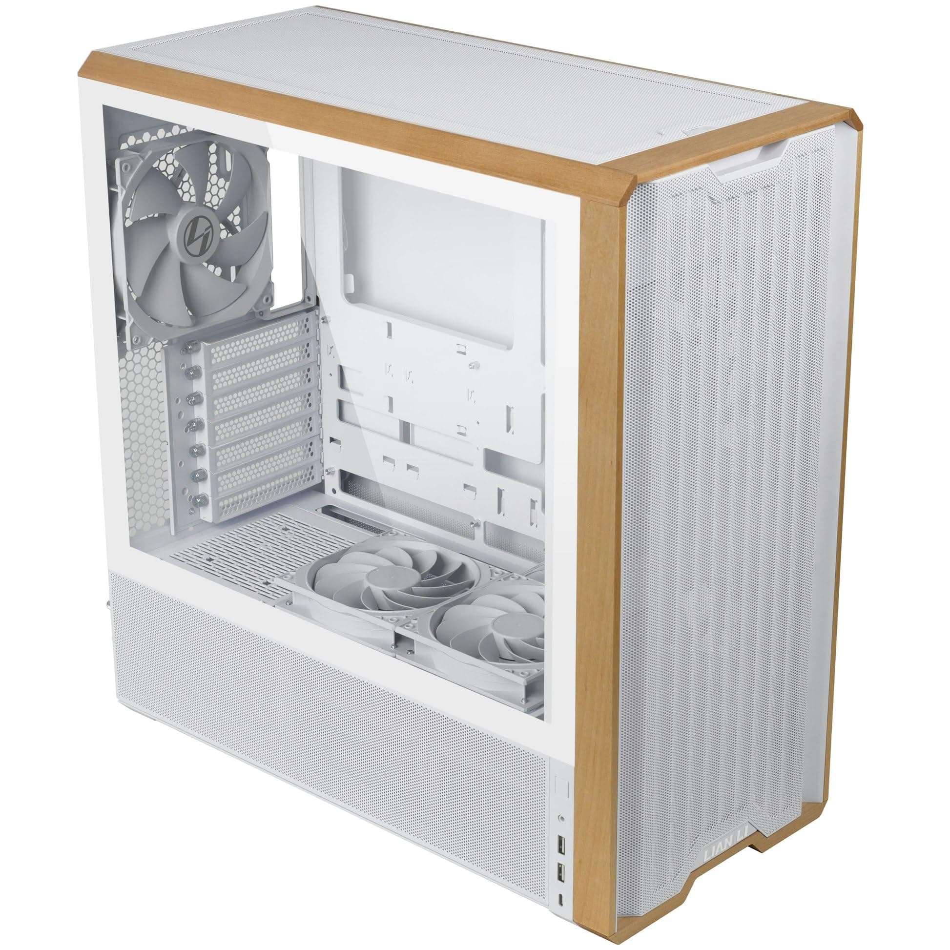 Lian Li Lancool 217 PC-Gehäuse Weiß | ATX Midi-Tower, Tempered Glass, 5 Lüfter, Birkenholz, Mesh-Front, Back-Connect-kompatibel Bild 7