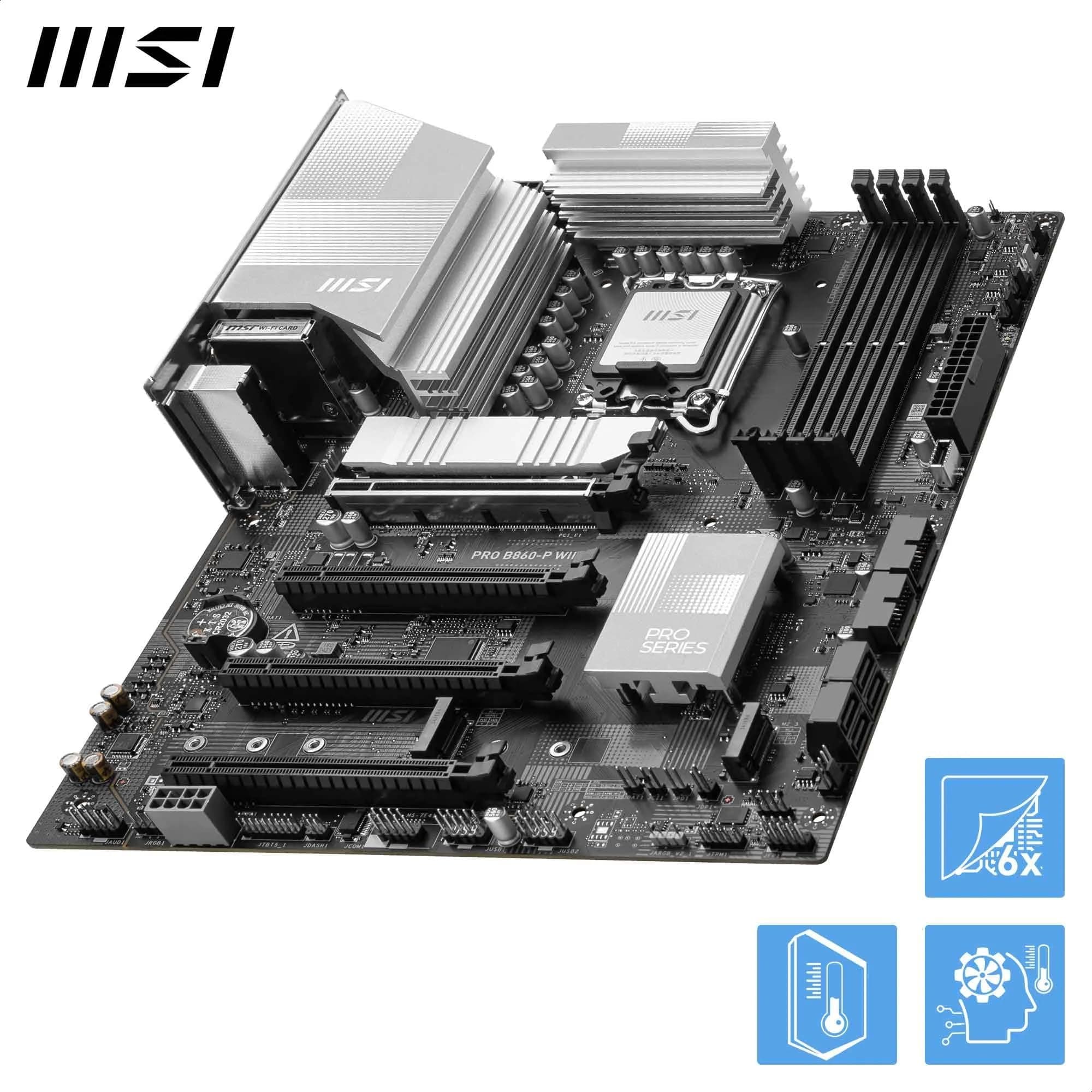 MSI PRO B860-P WiFi Mainboard, ATX - Unterstützt Intel Core Ultra Prozessoren (Series 2), LGA 1851-12 DRPS, DDR5 Memory Boost (8600+ MT/s OC), PCIe 5.0 x16 & 4.0 x16, M.2 Gen5, Wi-Fi 7, 5G LAN Bild 7