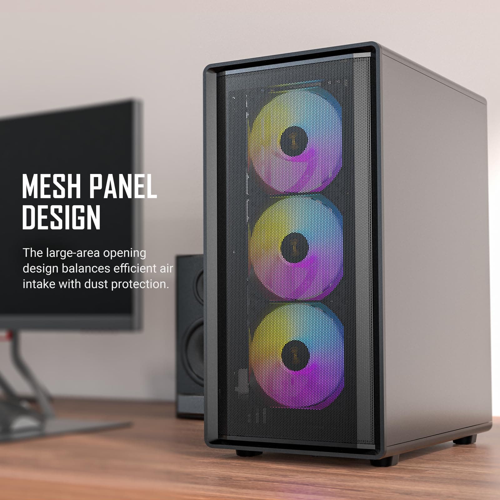 ANTEC Performance P6 Neo ARGB ATX Midi Tower PC Gehäuse – High-Airflow Gaming Case mit Tempered Glass, Schwarz Bild 3