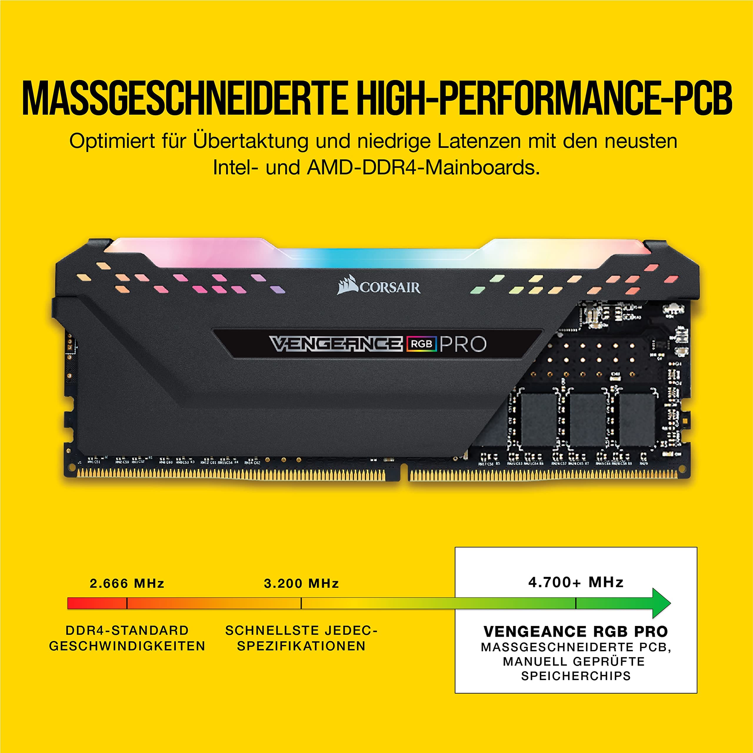 Corsair Vengeance RGB PRO 16GB (2x8GB) DDR4 Bis zu 3200MHz CL16 XMP 2.0 Enthusiast RGB LED-Beleuchtung Speicherkit - schwarz Bild 7
