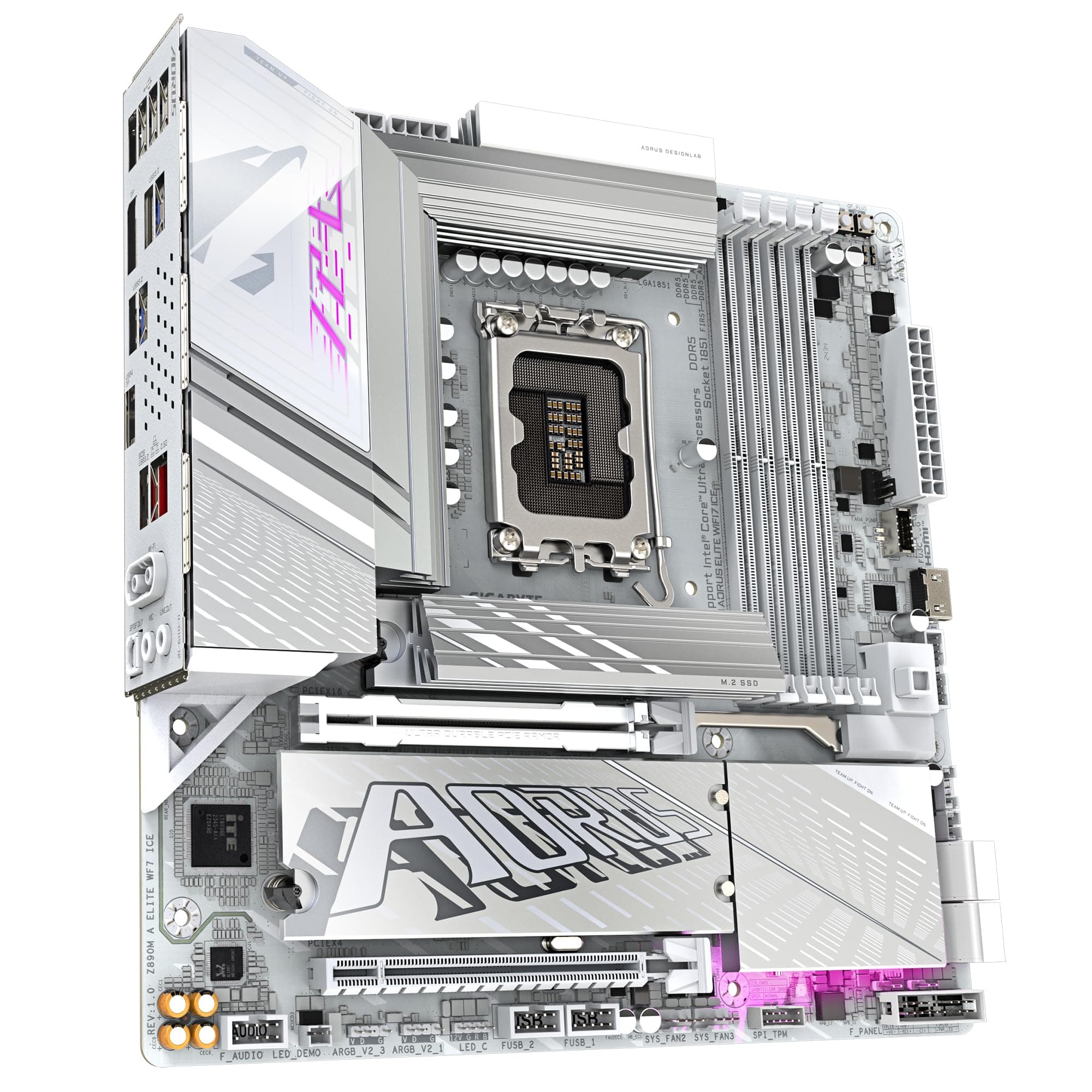 GIGABYTE Z890M AORUS Elite WIFI7 Ice Motherboard - Unterstützt Intel Core Ultra (Serie 2) CPUs, 12+1+2 Phasen VRM, bis zu 8800MHz DDR5 (OC), 1xPCIe 5.0 + 2xPCIe 4.0, Wi-Fi 7, 2.5GbE LAN Bild 5