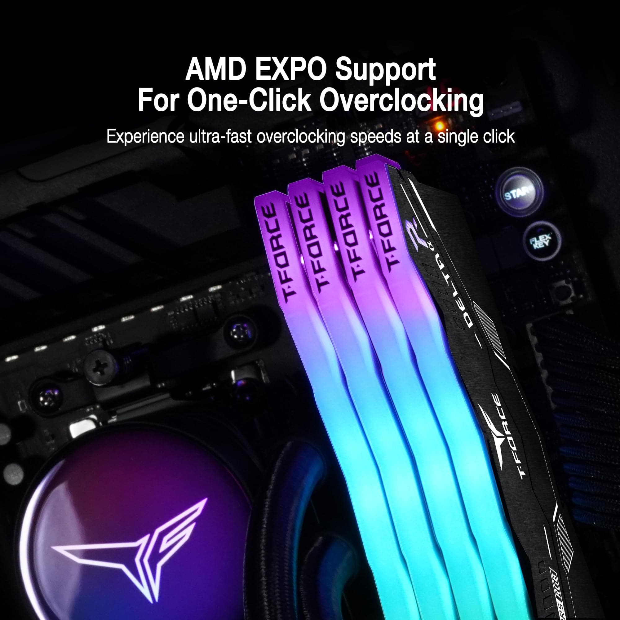 TEAMGROUP T-Force Delta Alpha RGB DDR5 Ram 64GB Kit (2x32GB) 6000MHz (PC5-48000) CL38 Intel XMP 3.0 & AMD Expo kompatibles Desktop-Speichermodul RAM Schwarz FF7D564G6000HC38JDC01 Bild 3