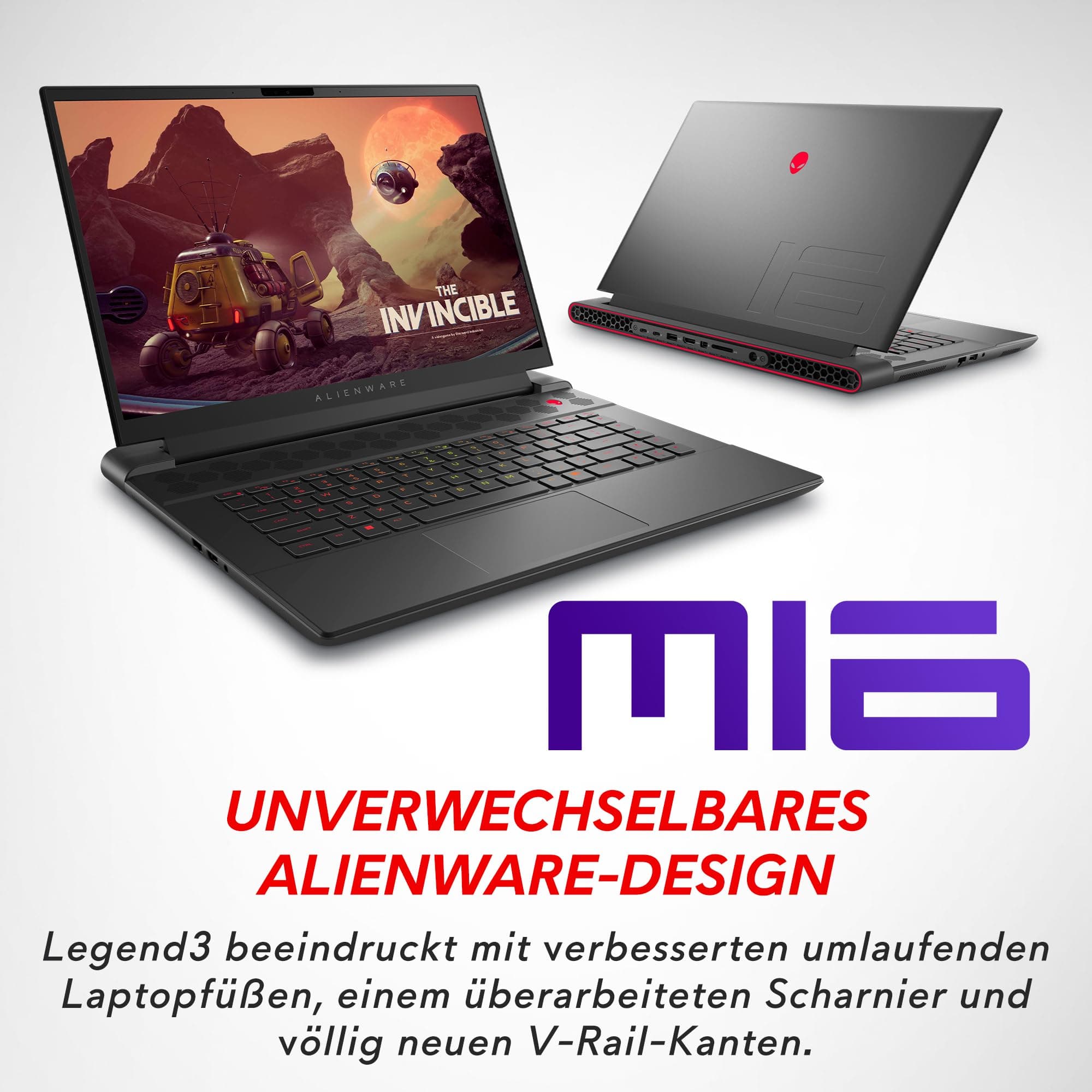 Alienware m16 Gaming Laptop - 16 Inch QHD 240 Hz, AMD Ryzen 9 7845HX, 16 GB RAM, 1 TB SSD, NVIDIA GeForce RTX 4070, AlienFX RGB Keyboard - German, Windows 11 Home, Dark Metallic Moon Bild 2