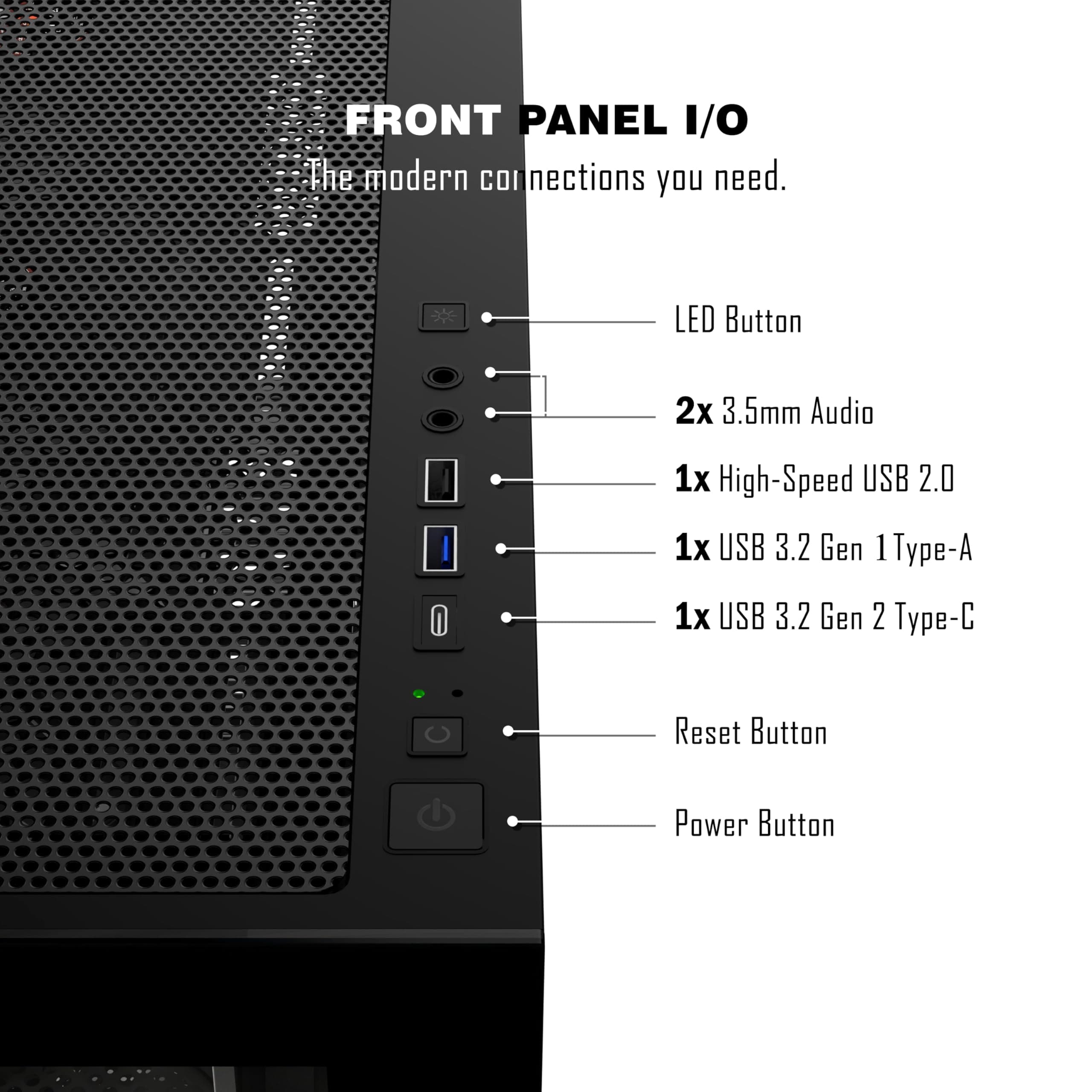 KEDIERS PC Gehäuse Vorinstallierter 4 × 120MM Schwarz Lüfter, ATX Mid Tower PC Gehäuse, Computergehäuse mit Panoramaaussicht Gehärtetes Glas Front Panel,Schwarz，P4 Bild 4