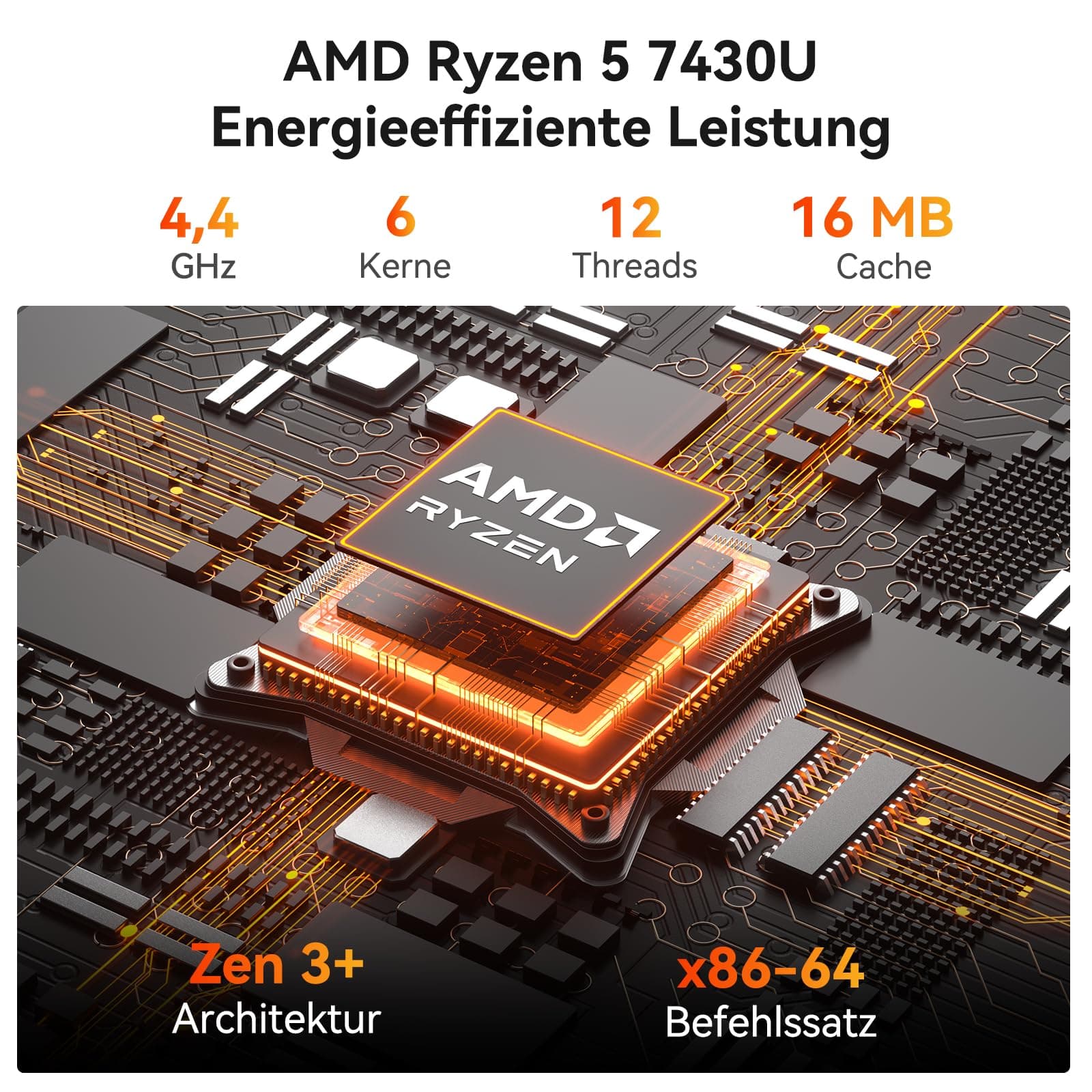 GEEKOM Mini PC A5 Pro mit AMD Ryzen 5 7430U, 16GB Aufrüstbarer DDR4 RAM(Kein festgelegter LPDDR) + 512GB SSD | Kompakter Mini Desktop PC W-11 Pro | 6 x USB | Quad Display, für Business R5 7430U(16+1) Bild 3