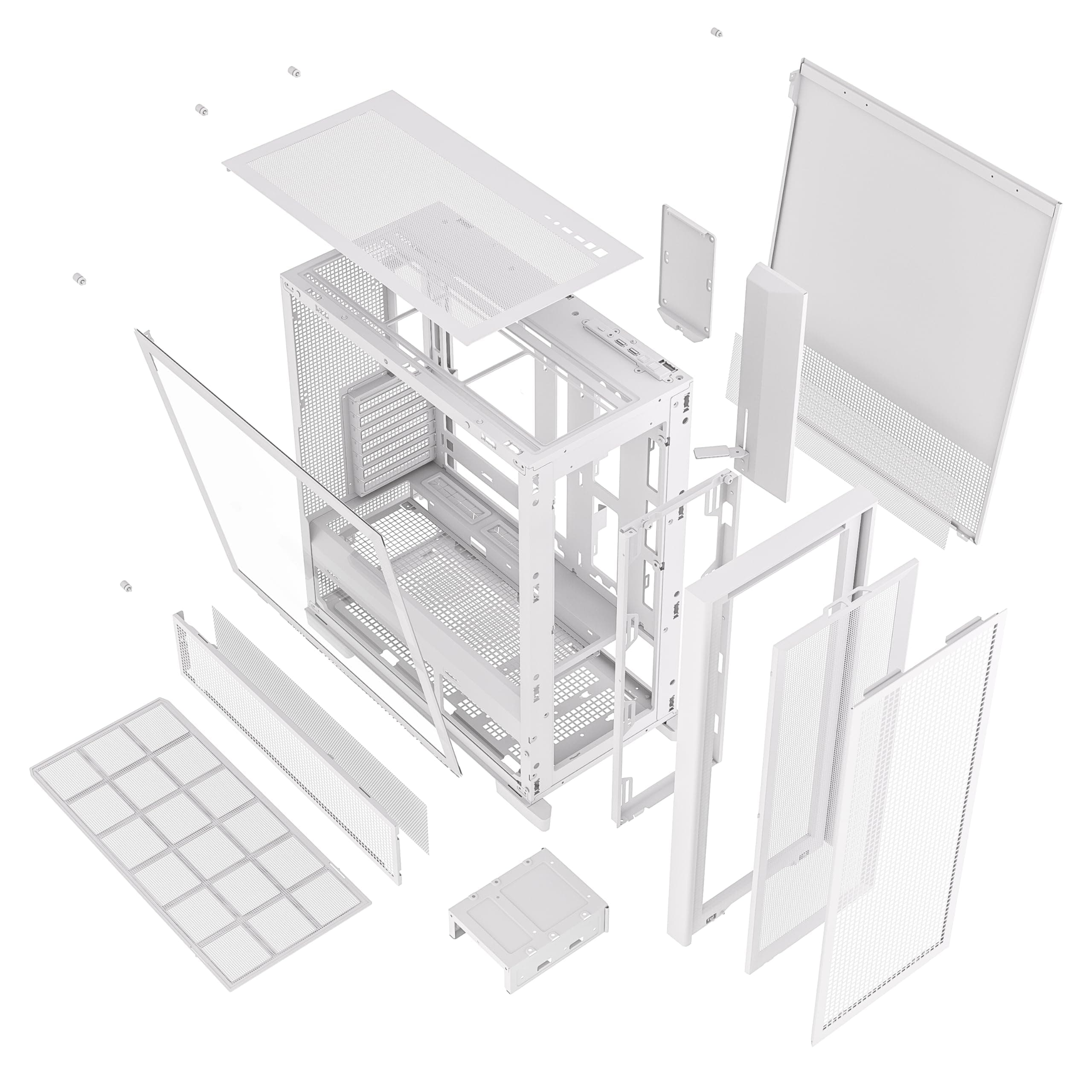 Air 2000 A-RGB White Midi Tower PC-Gehäuse, Glas-Seitenfenster, 7 RGB-Lüfter, extremer Airflow, ASUS BTF & MSI Project Zero, PWM / 3- & 4-Pin, 420mm Radiator, E-ATX, ATX/mATX/ITX, USB-C Weiß AIR 2000 Bild 7