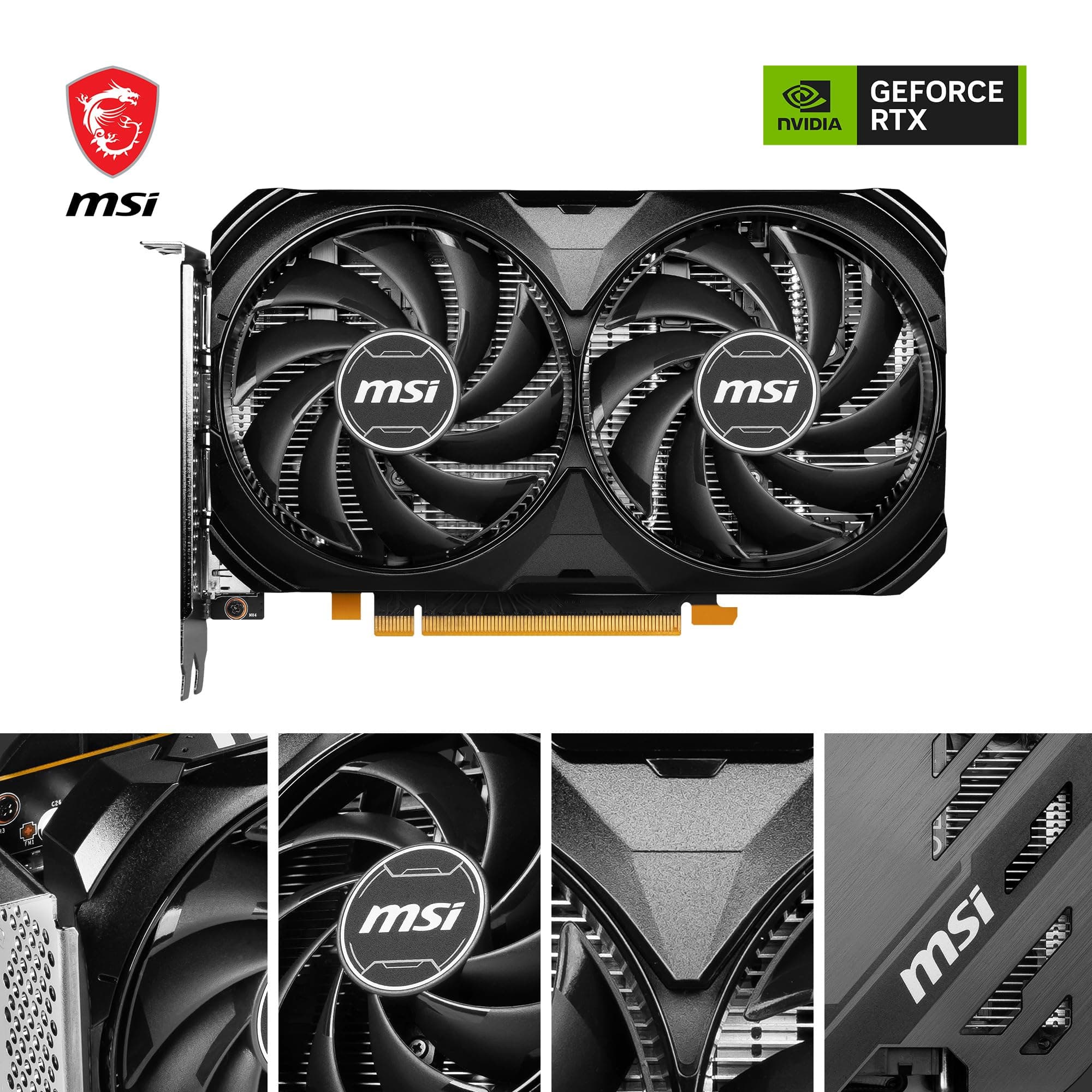 MSI GeForce RTX 4060 Ventus 2X Black 8G OC Grafikkarte -NVIDIA RTX 4060, 8 GB GDDR6 Speicher, 17 Gbps, PCIe 4.0, DLSS3 Bild 3