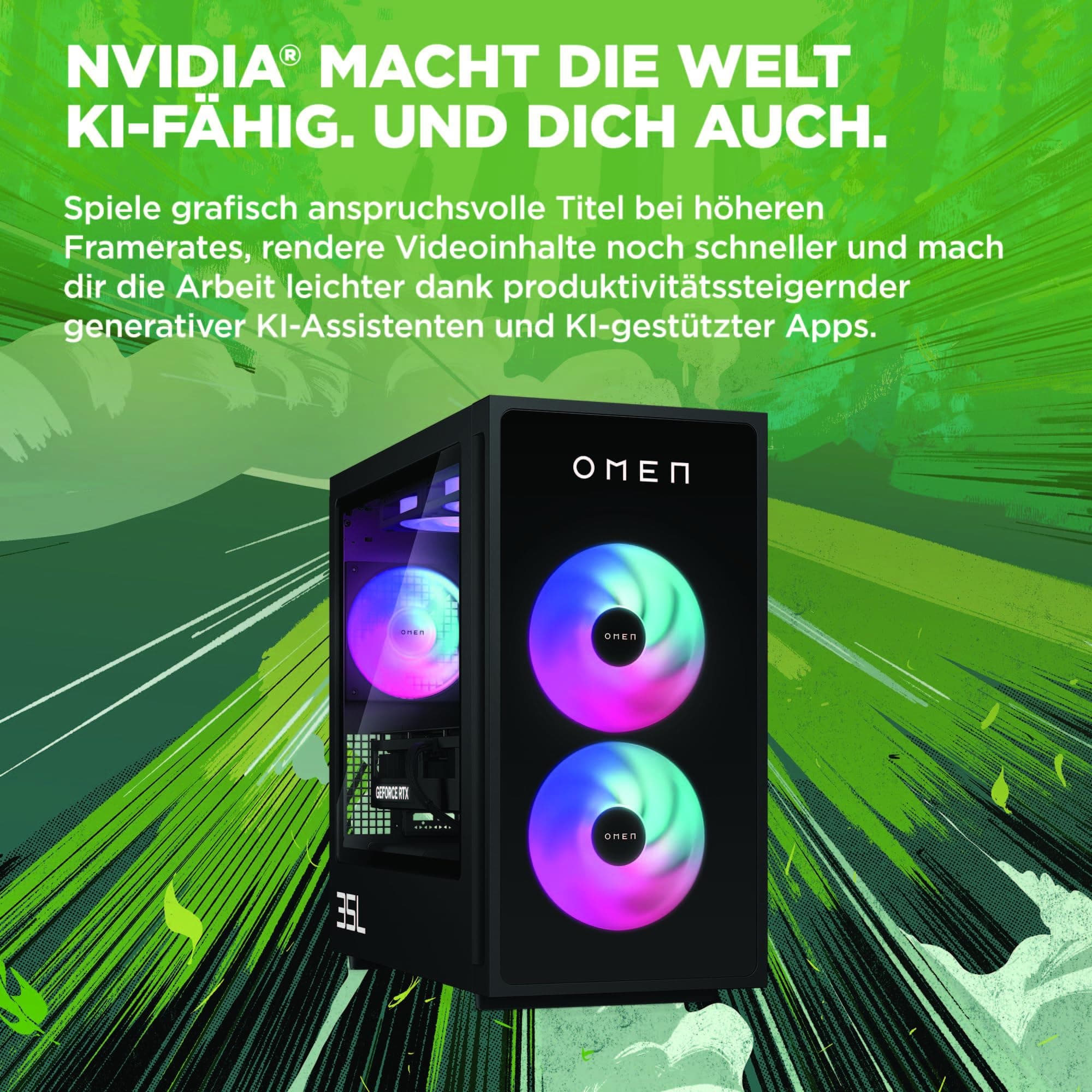 HP Omen GT16-0273ng 35L Gaming Desktop PC, Intel Core i7 i7-14700F, 32GB DDR5-SDRAM, 1 TB SSD, NVIDIA GeForce RTX 4060 Ti, Tower PC, Windows 11 Home, Schwarzes Metall mit Glas Blende Intel Core i7 i7-14700F NVIDIA GeForce RTX 4060 Ti Bild 4