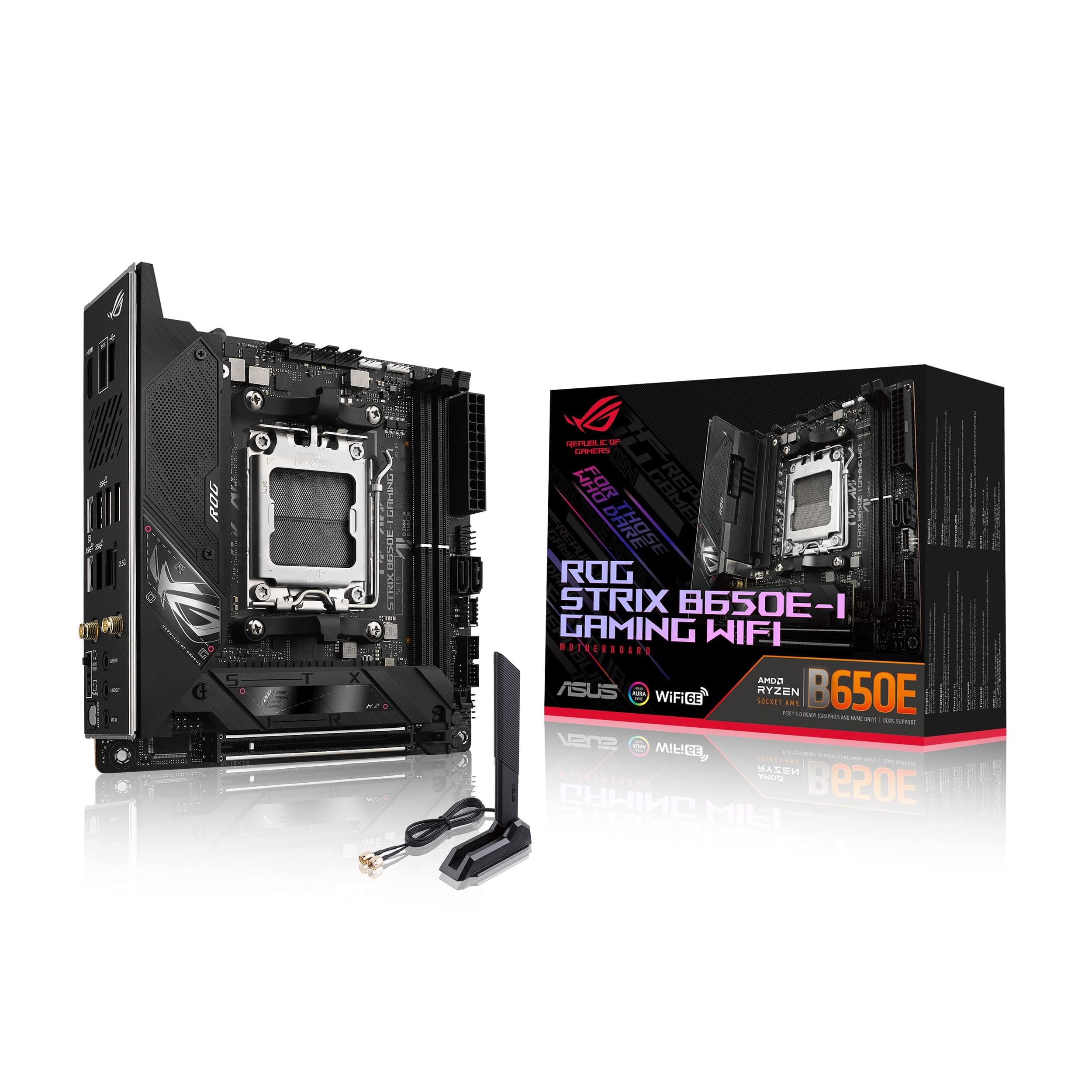 ASUS ROG Strix B650E-I Gaming WiFi Mainboard Sockel AMD AM5 (Ryzen 7000, Mini-ITX, DDR5 Speicher, 10+2 Power Stages, USB 3.2 Gen 2 Typ-C, PCIe 5.0, Q-Release, WiFi 6E, Aura Sync) Bild 2