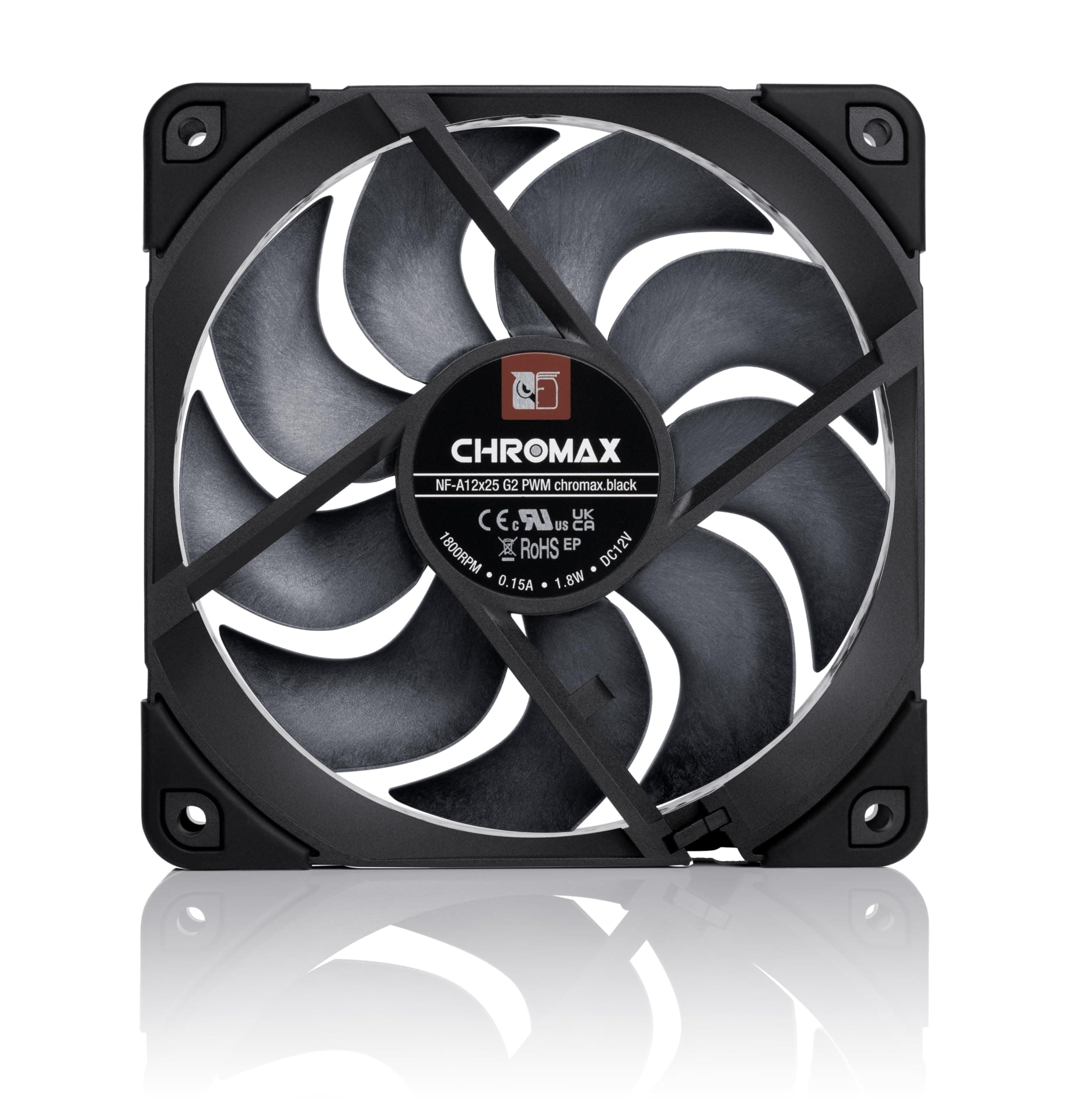 Noctua NF-A12x25 G2 PWM chromax.black, Leiser 120mm PC-Lüfter in Premium-Qualität, 4-Pin (Schwarz) Bild 7