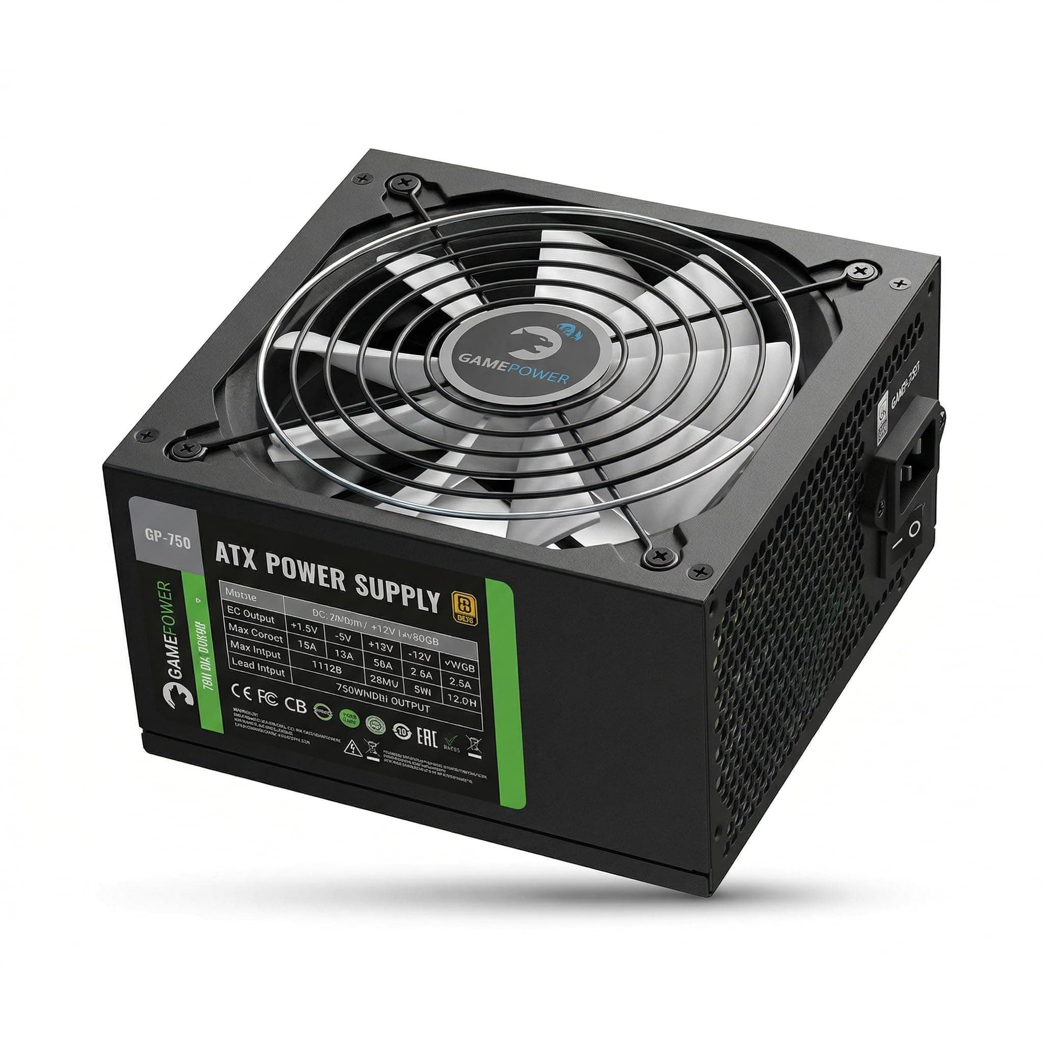 GAMEPOWER GP-750 ATX Netzteil 750W, 80 Plus Bronze Zertifiziert, Ultra-leise 140-mm Lüfter, Aktive PFC-Effizienz, Gaming PC Power Supply Non-modular 750 Watt Bild 7