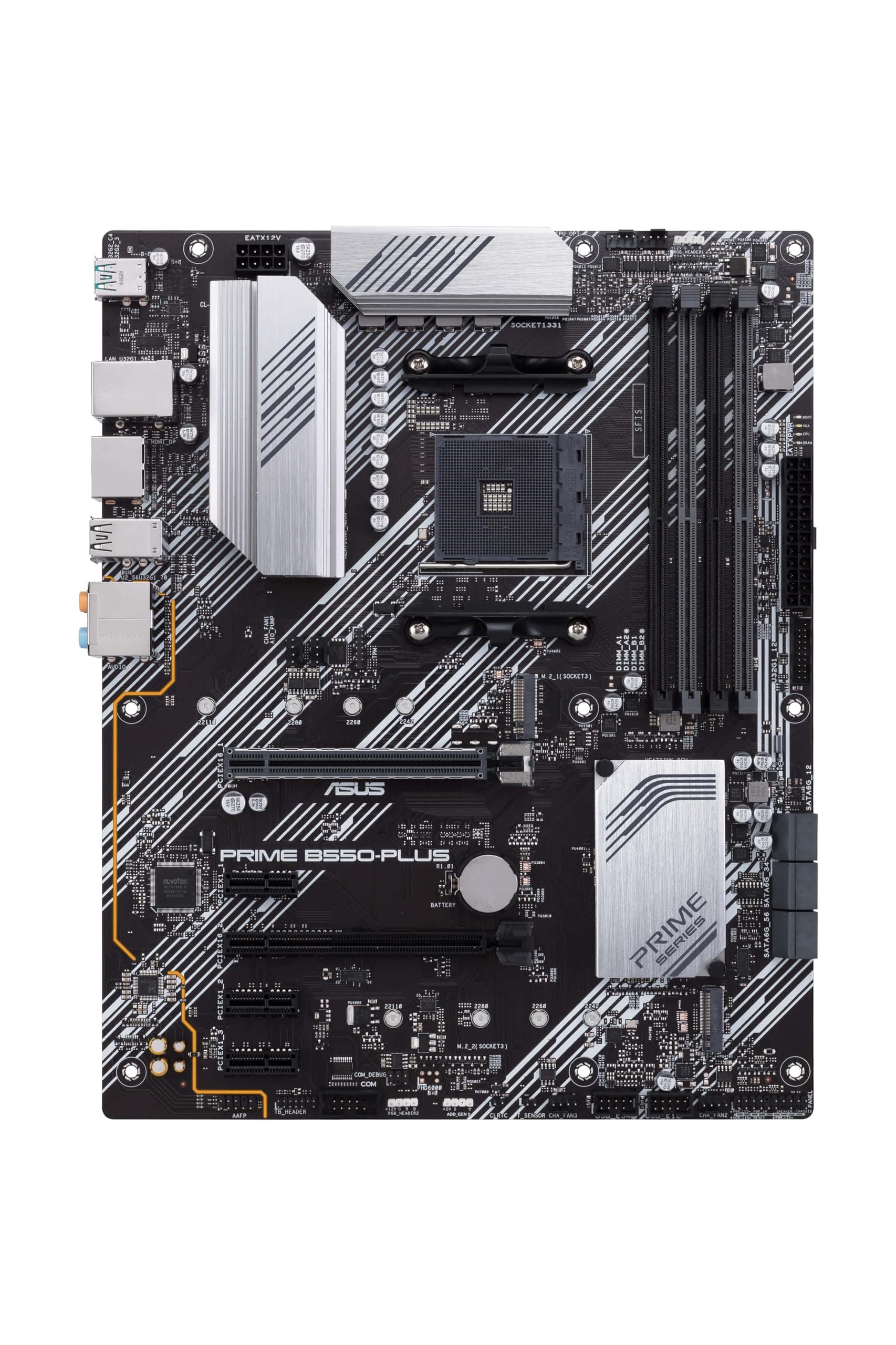 ASUS Prime B550-Plus Gaming Mainboard Sockel AM4 (ATX, Ryzen, PCIe 4.0, 2X M-2, 1Gbit/s-Ethernet, SATA 6Gbit/s, USB 3.2 Gen 2 Typ-A/C, Unterstützung für Aura Sync RGB Header) Bild 3