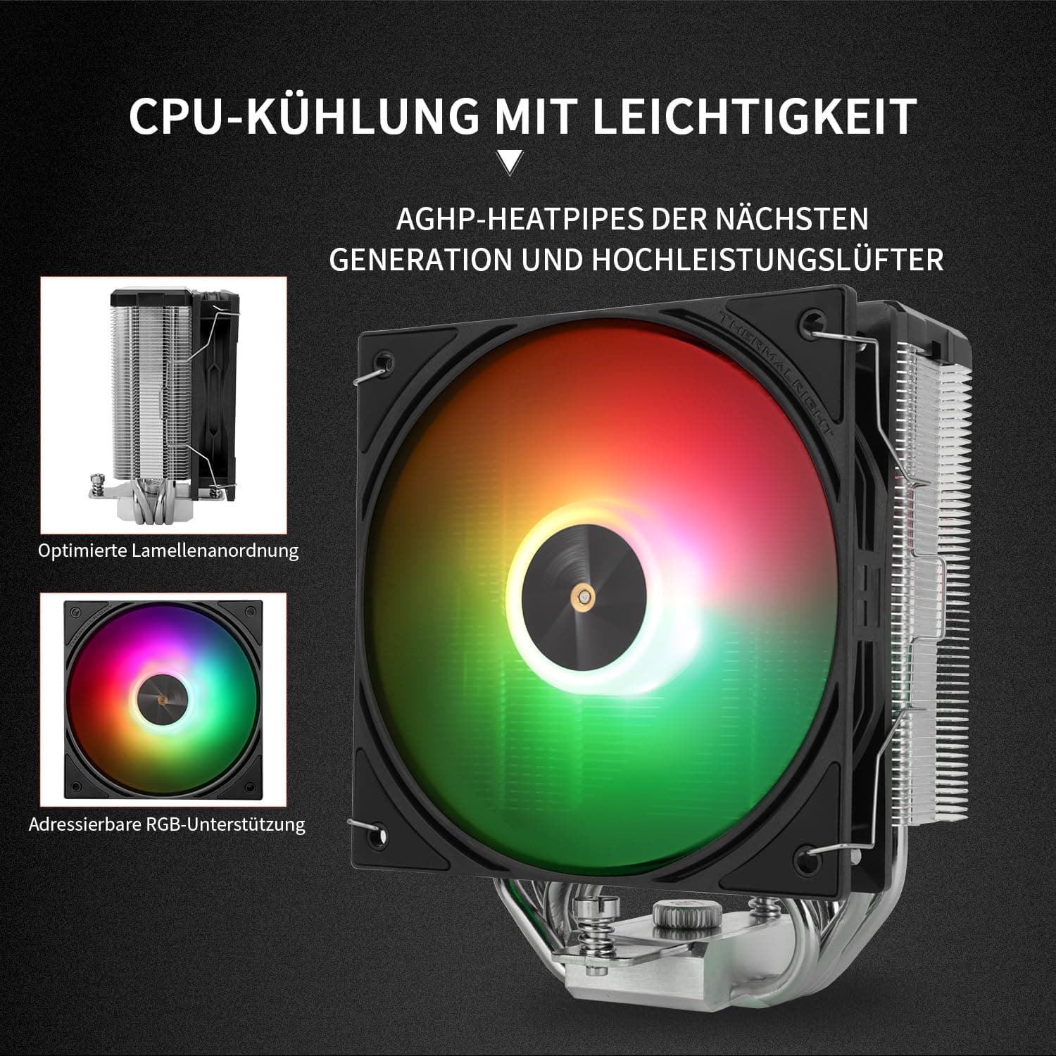 Thermalright Assassin X 120R Digitaler ARGB Black CPU-Kühler, Digitaler Bildschirm Top Cover, TL-P12-S PWM Quiet Fan CPU Luftkühler, Unterstützung AM4/AM5, Intel LGA1851/1700/1150/1151/1200 AX120R D ARGB Black Bild 7