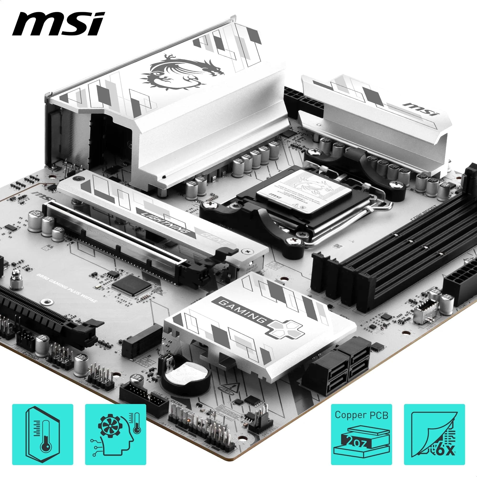 MSI B850 Gaming Plus WIFI6E Mainboard, ATX – unterstützt AMD Ryzen 9000/8000/7000 Prozessoren, AM5 – DDR5 Arbeitsspeicher Boost 8200+ MT/s (OC), PCIe 4.0 x16, M.2 Gen5, Wi-Fi 6E, 2,5G LAN Bild 7